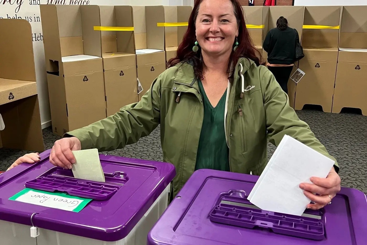 POOR RESULT: The Nationals only secured 3.79 per cent of the primary vote in Indi at the 2022 Federal election. Pictured is then candidate Liz Fisher casting her vote.