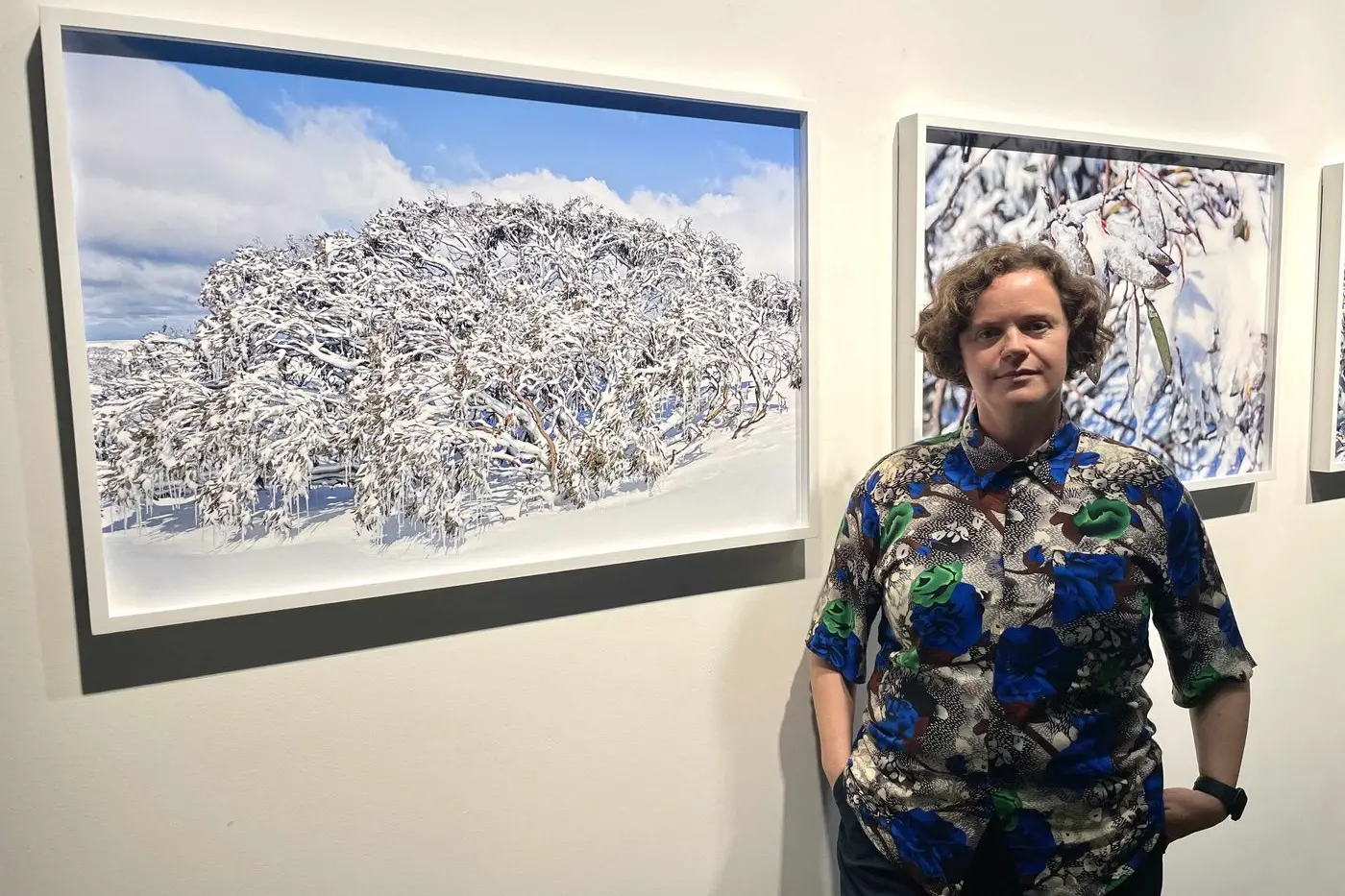 SNOW-WHITE-NOISE: Co-curator and artist Sarah Lynch standing in front of her work. PHOTO: Anna Kiparis