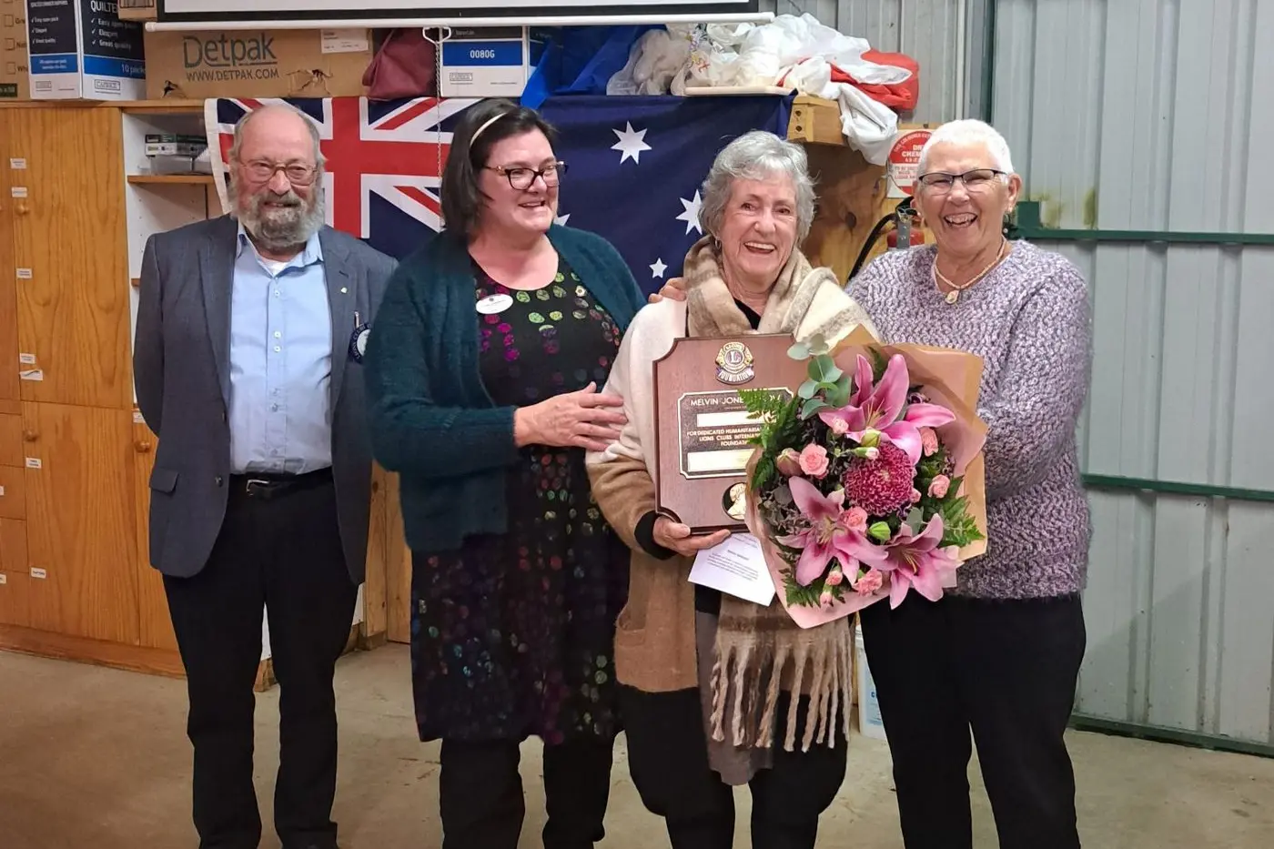 FELLOWSHIP AWARD: (From left) Brian Kelly, Alison Kazenwadel, Andrina Crome and Marie Thomas at the changeover night last week. PHOTO: Supplied 