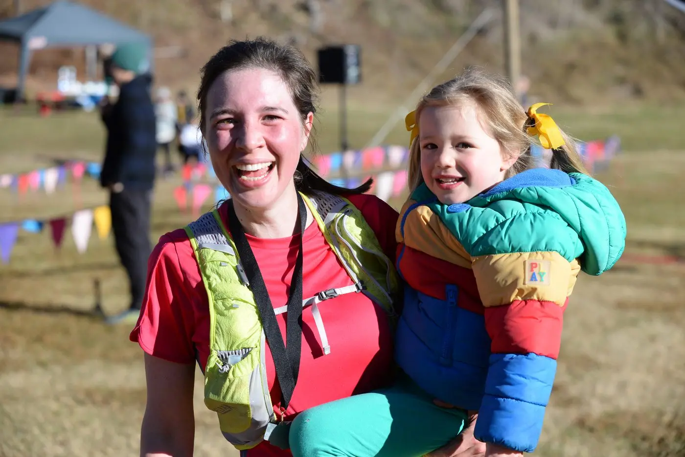 GOOD MEMORIES: Wandiligong resident Laura Harbison, with daughter Matilda, after completing the 5km race.  