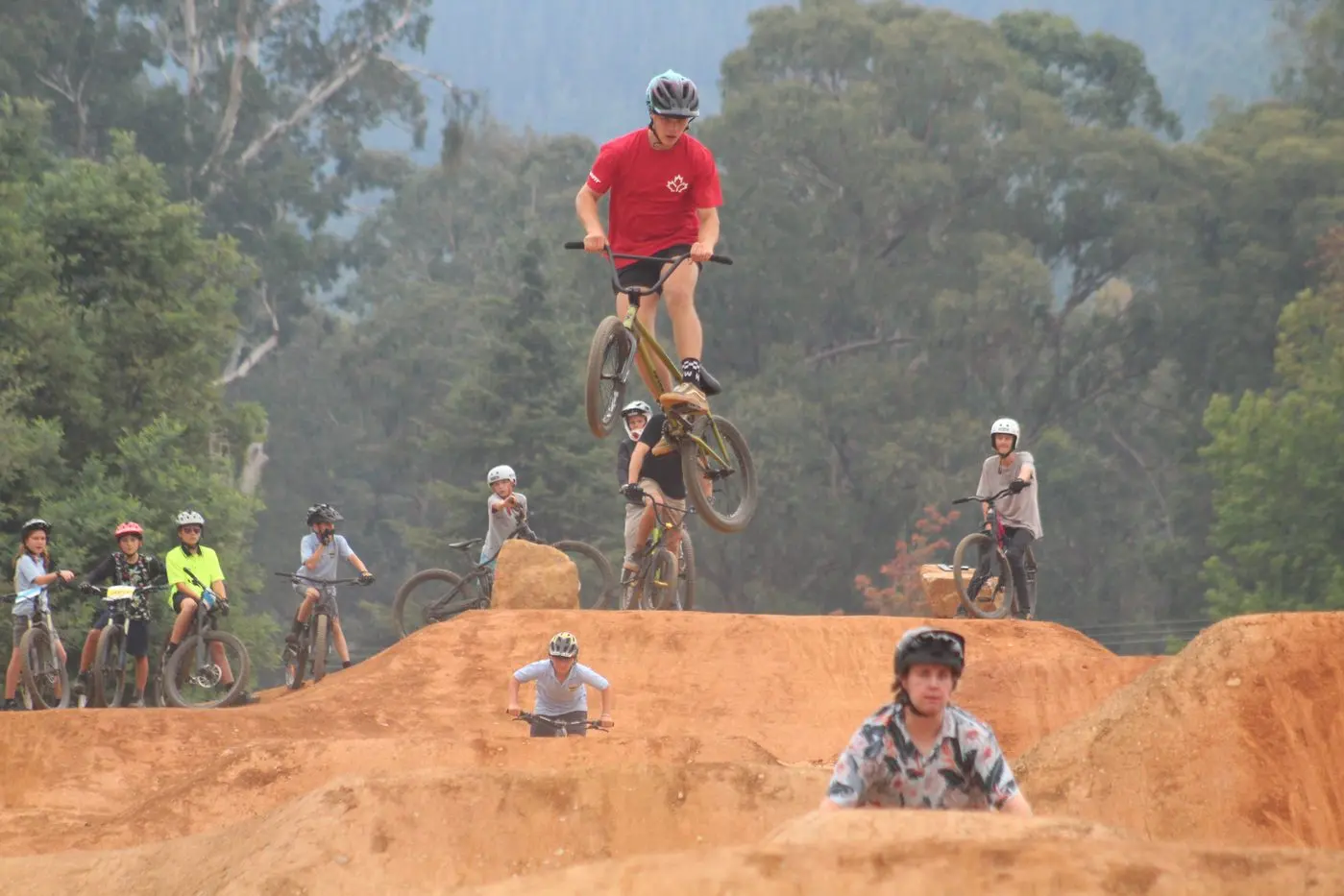 BIG AIR: Aidan Parmesan and other keen riders took little time to get comfortable on some of the larger jumps.  PHOTO: Justin Jenvey