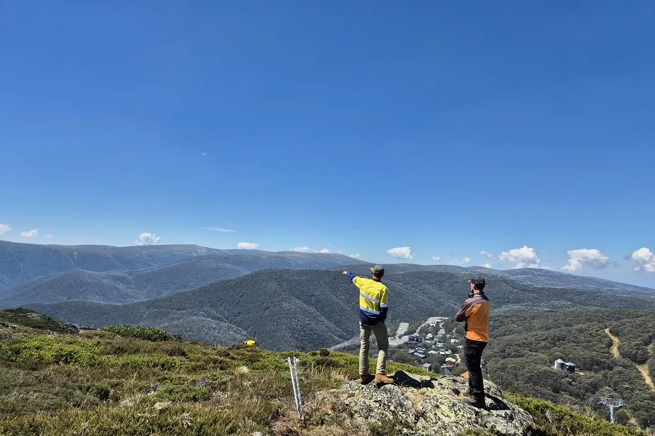 NEW STYLE: Falls Creek operations officer Vaun Shearer and Dirt Art project manager Darcy Coutts on day one of the downhill trail build.