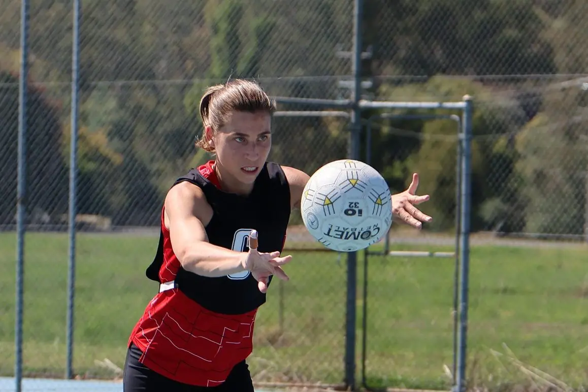 STRONG START: Saige Broz, pictured during a practice match, was among the best on for Myrtleford in their round one loss to Wodonga Raiders. PHOTO: Janet Watt