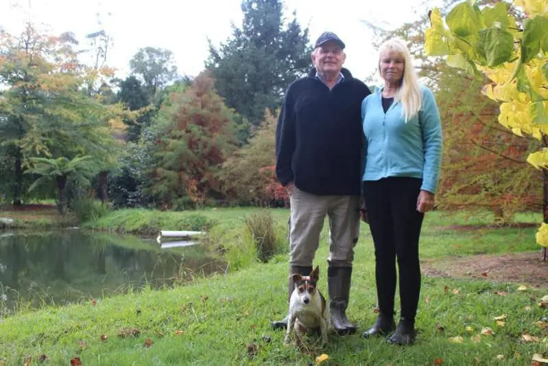 WELCOMED NEWS: Peter and Sally Hall at their Harrietville property last week welcomed the news of a base station. PHOTO: Ashleigh Piles