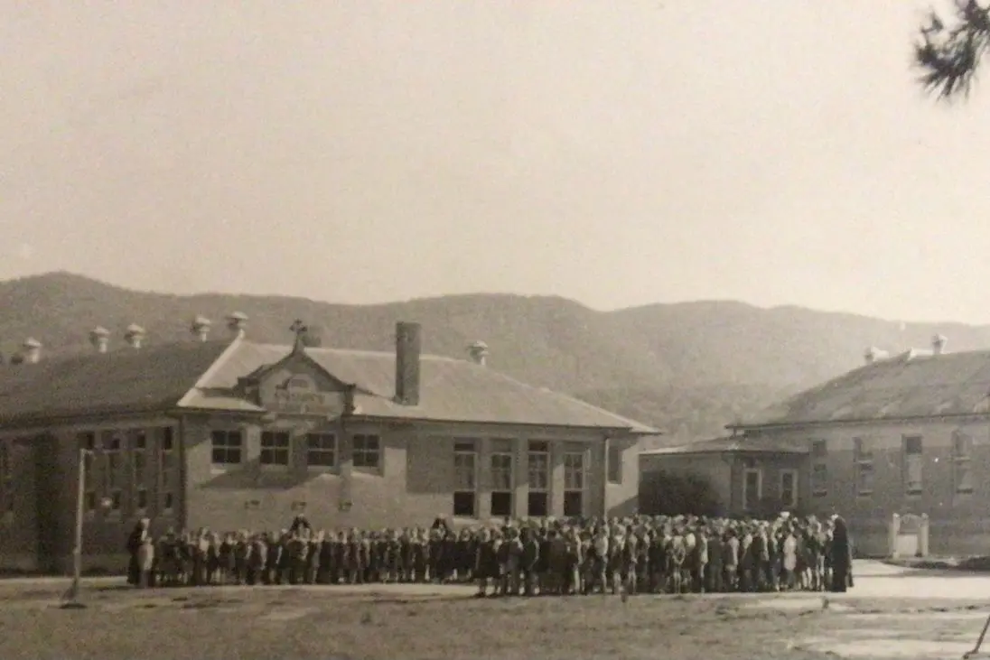 ALL ASSEMBLED: A St Mary\\'s school assembly in the 1950\\'s.  Id:38219