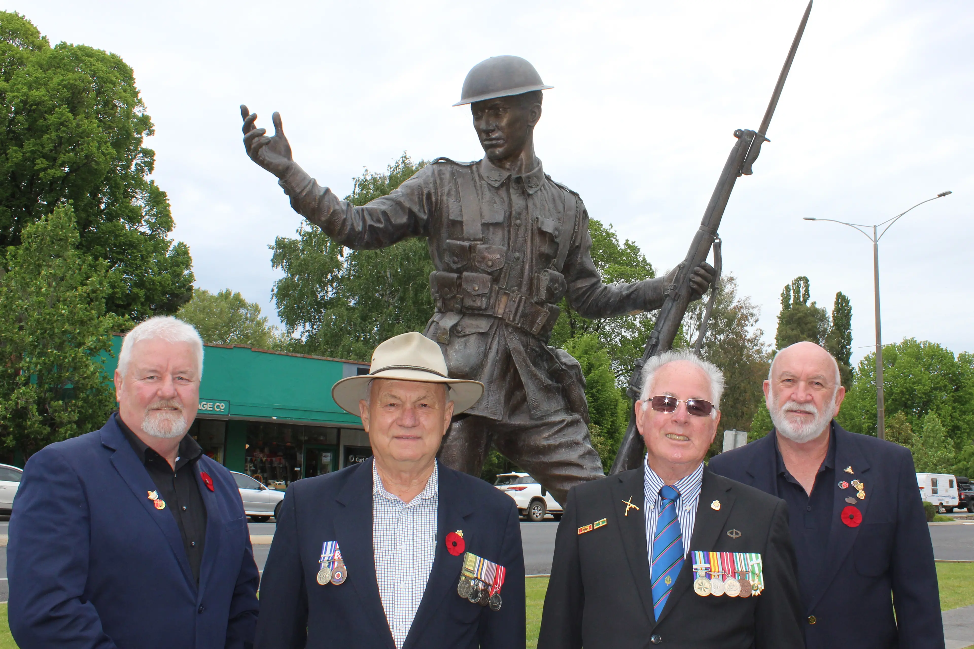 <p>JOIN US: Myrtleford RSL sub-branch members (from left)  David Bryne (secretary), Ron Janis (membership chairman) Bryan Meehan (immediate past president) and Brian McDonald (president) invite community members to next Tuesday\\'s Remembrance Day service at Albert David Lowerson VC Memorial Square. PHOTO: Jenny Zamperoni </p>\\n