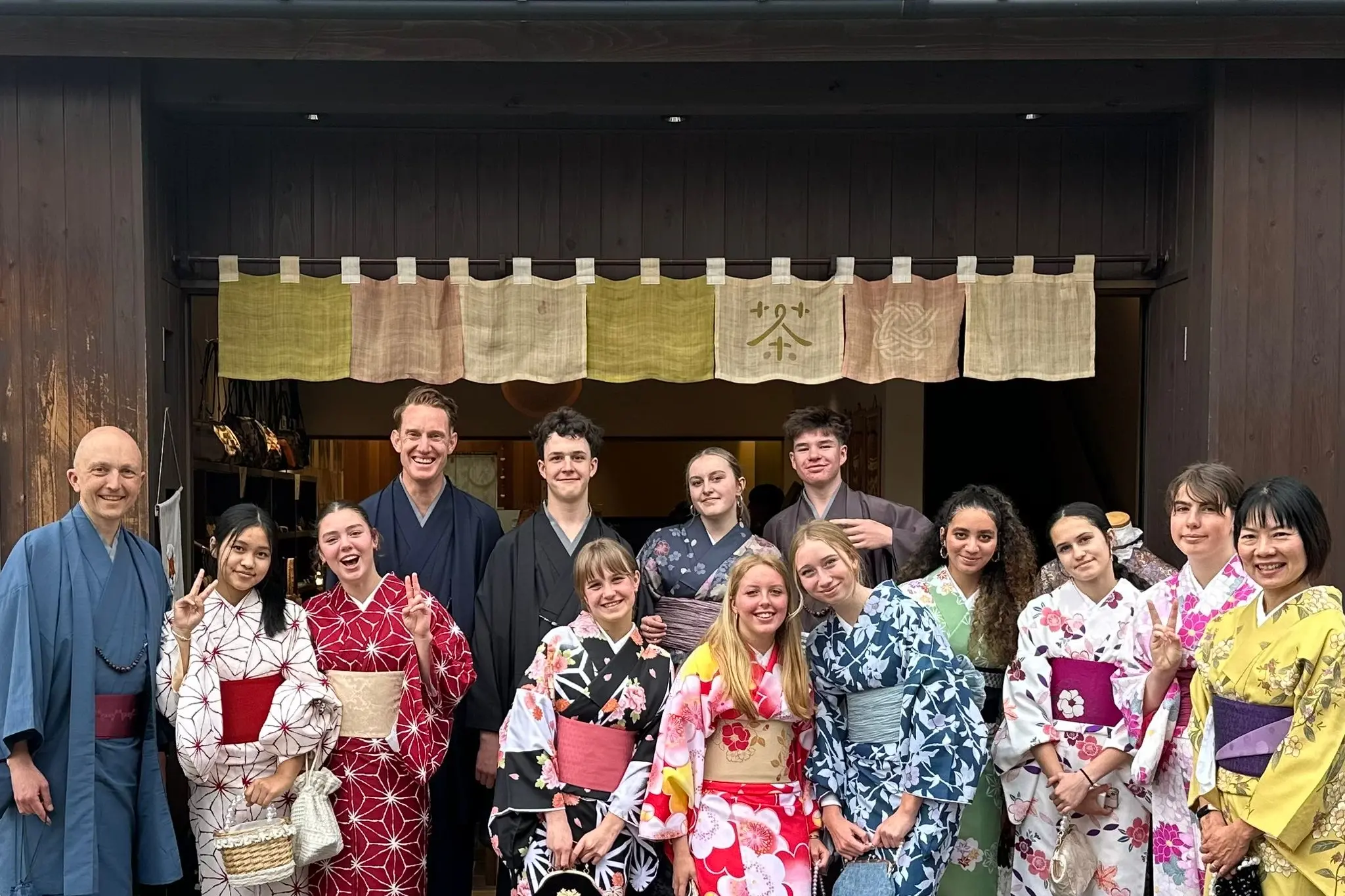 <p>GORGEOUS GARB: Students were able to try on a selection of colourful kimonos as part of their Japan trip experience.</p>\\n