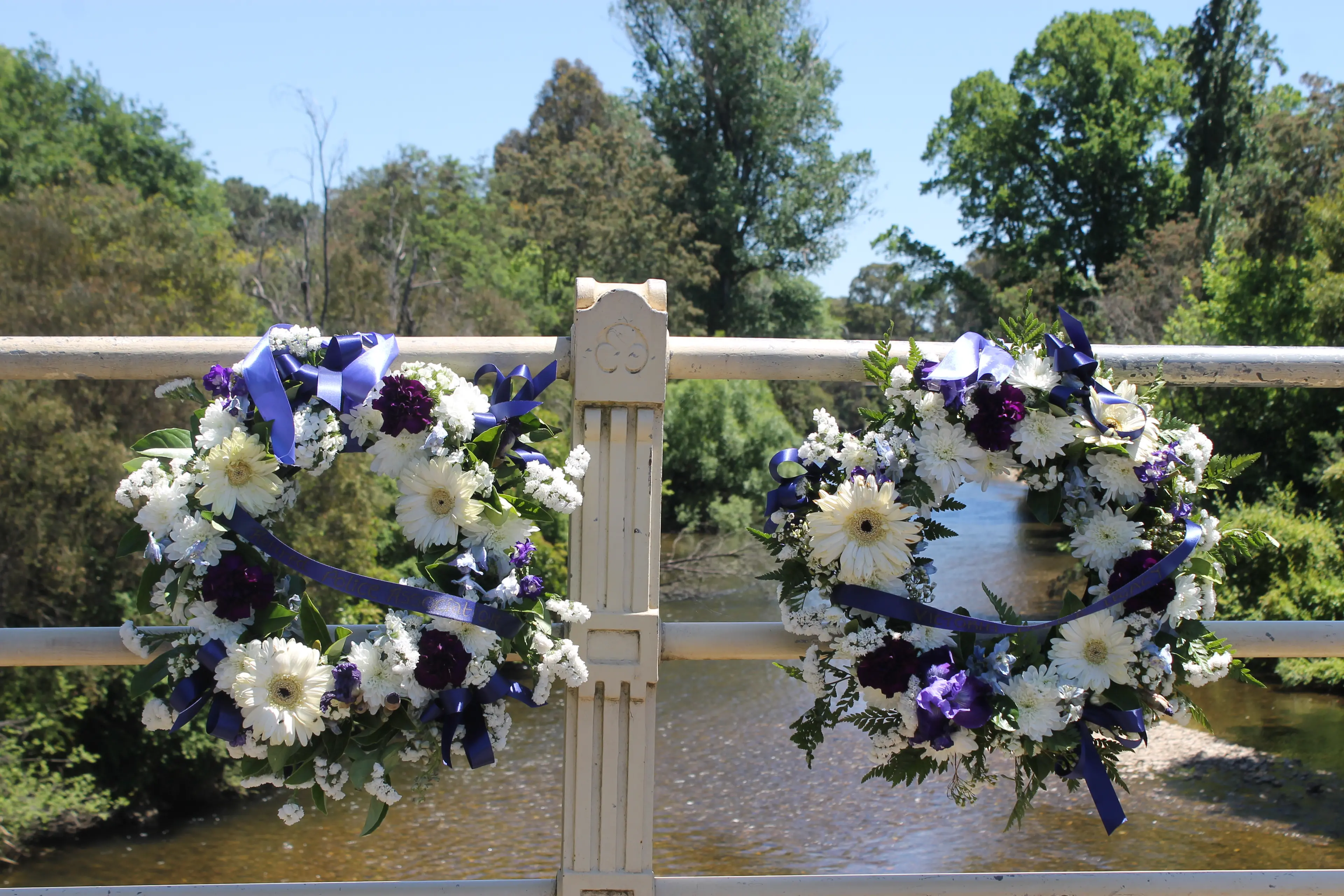 <p>NEVER FORGOTTEN: Some 40 retired Victoria Police members laid wreaths in honour of Senior Constable Vadim de Waart-Hottart and Detective Leading Senior Constable Neal Thompson during a visit to Porepunkah last week. PHOTOS: Phoebe Morgan</p>\\n