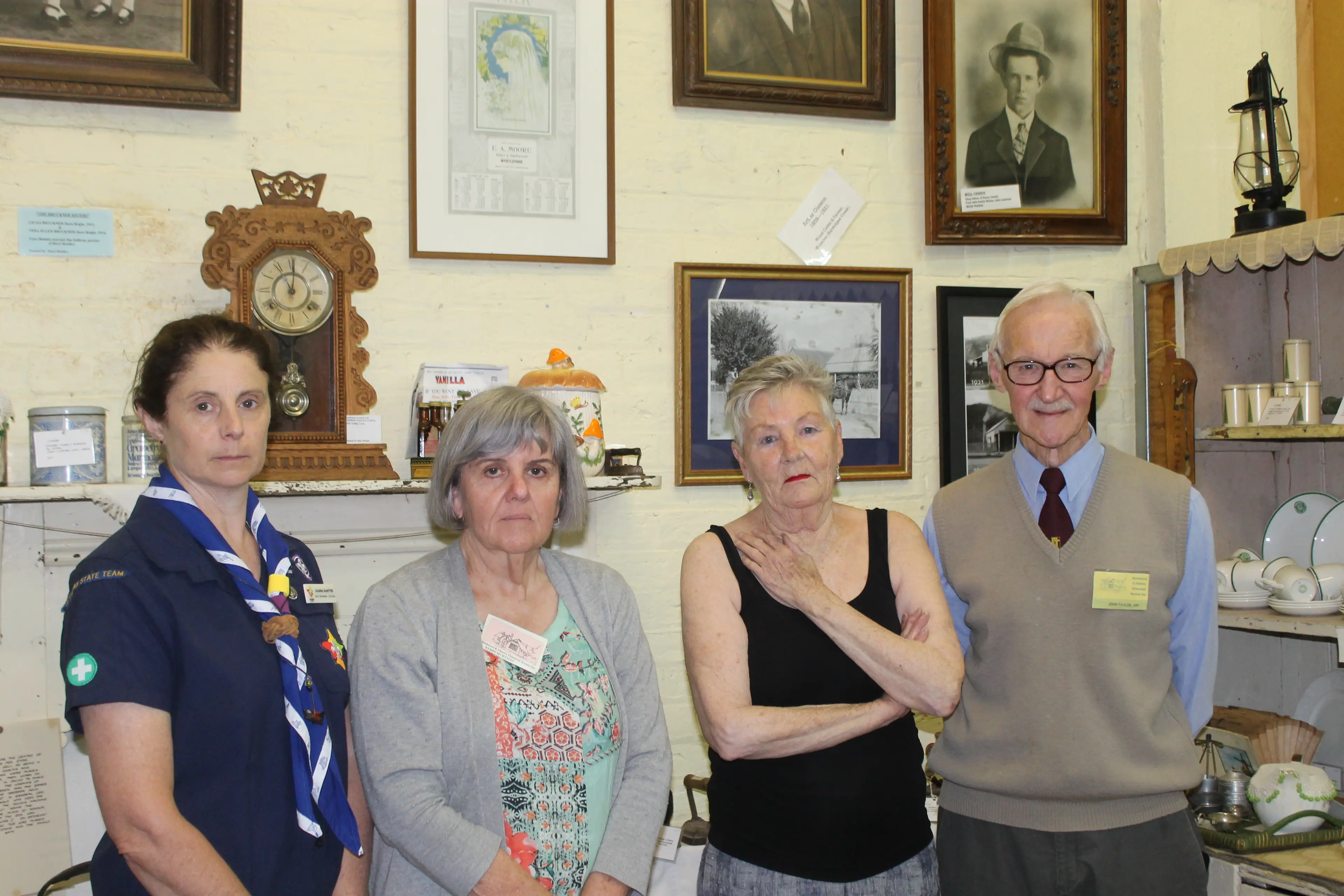 <p>WHAT MAKES MYRTLEFORD, MYRTLEFORD? Myrtleford District Historical Society\\' newest member Joanna McIntyre, president Kerry Murtagh, Trish Bardoe and former president John Taylor OAM are calling on the community to preserve Myrtleford\\'s sense of identity. PHOTO: Phoebe Morgan</p>\\n