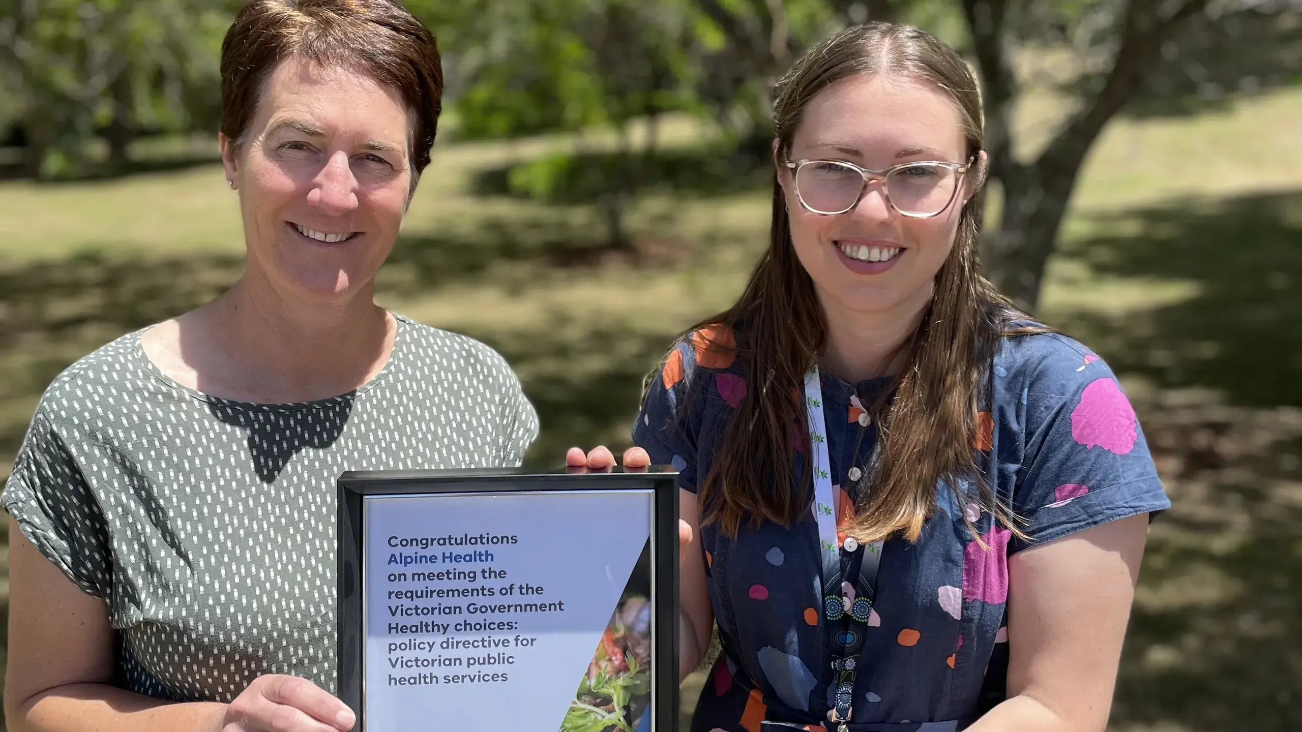 Alpine Health maintains Victorian government's ‘Healthy Choices’ benchmark