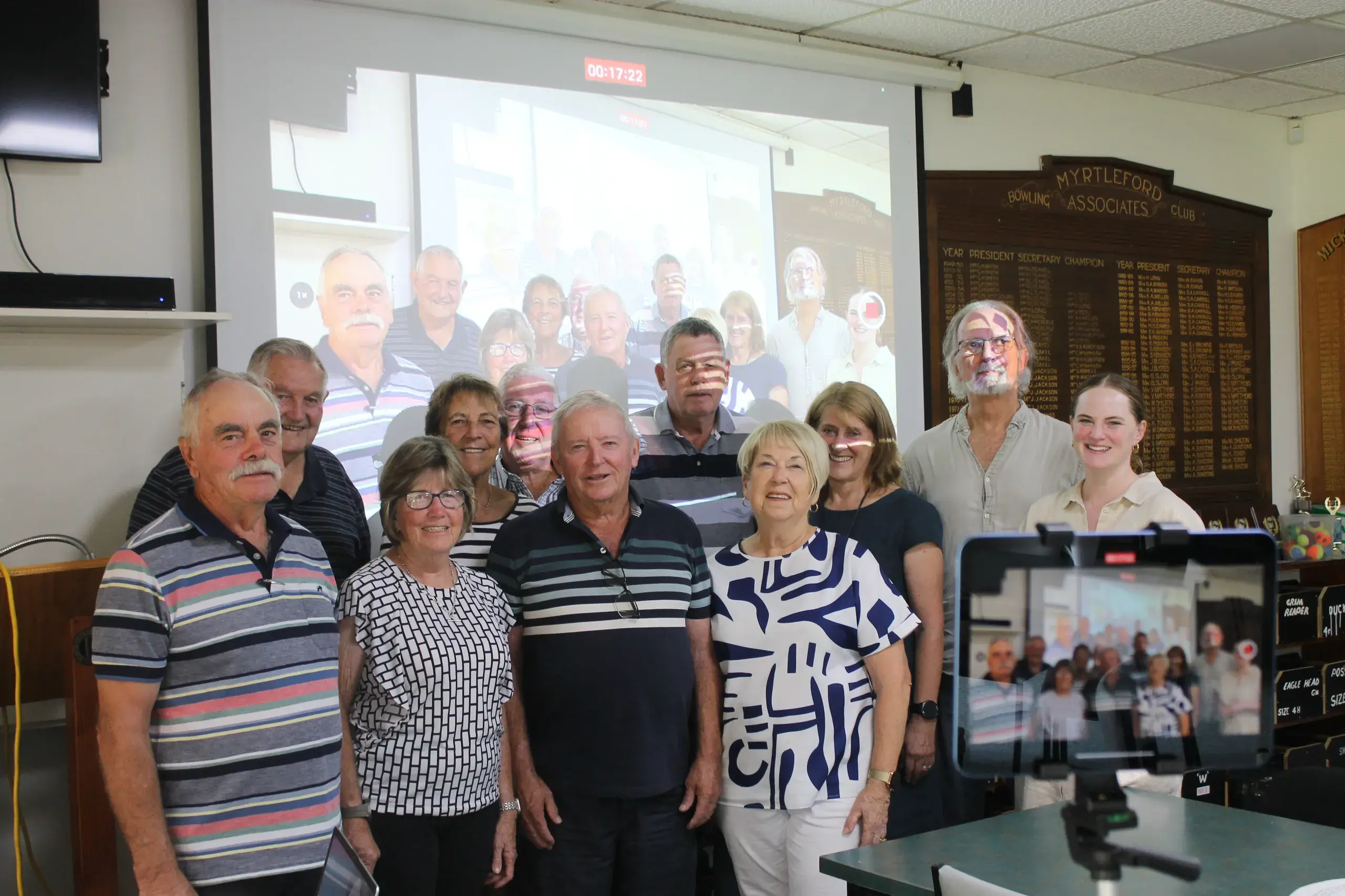 <p>TO INFINITY AND BEYOND:  Myrtleford Bowls Club members (from left) Les Brown, Wally Dunstone, Wilma Brown, Gerry Green, president Graeme and Dennis Piazza, Wayne Langdon and Janine Powell welcomed Grow Myrtleford+ representatives  Fiona Nicholls, Jim Van Geet and Sylvie Huigen and ran the new equipment through a tech rehearsal to ensure it was capable of all the club needed.</p>\\n