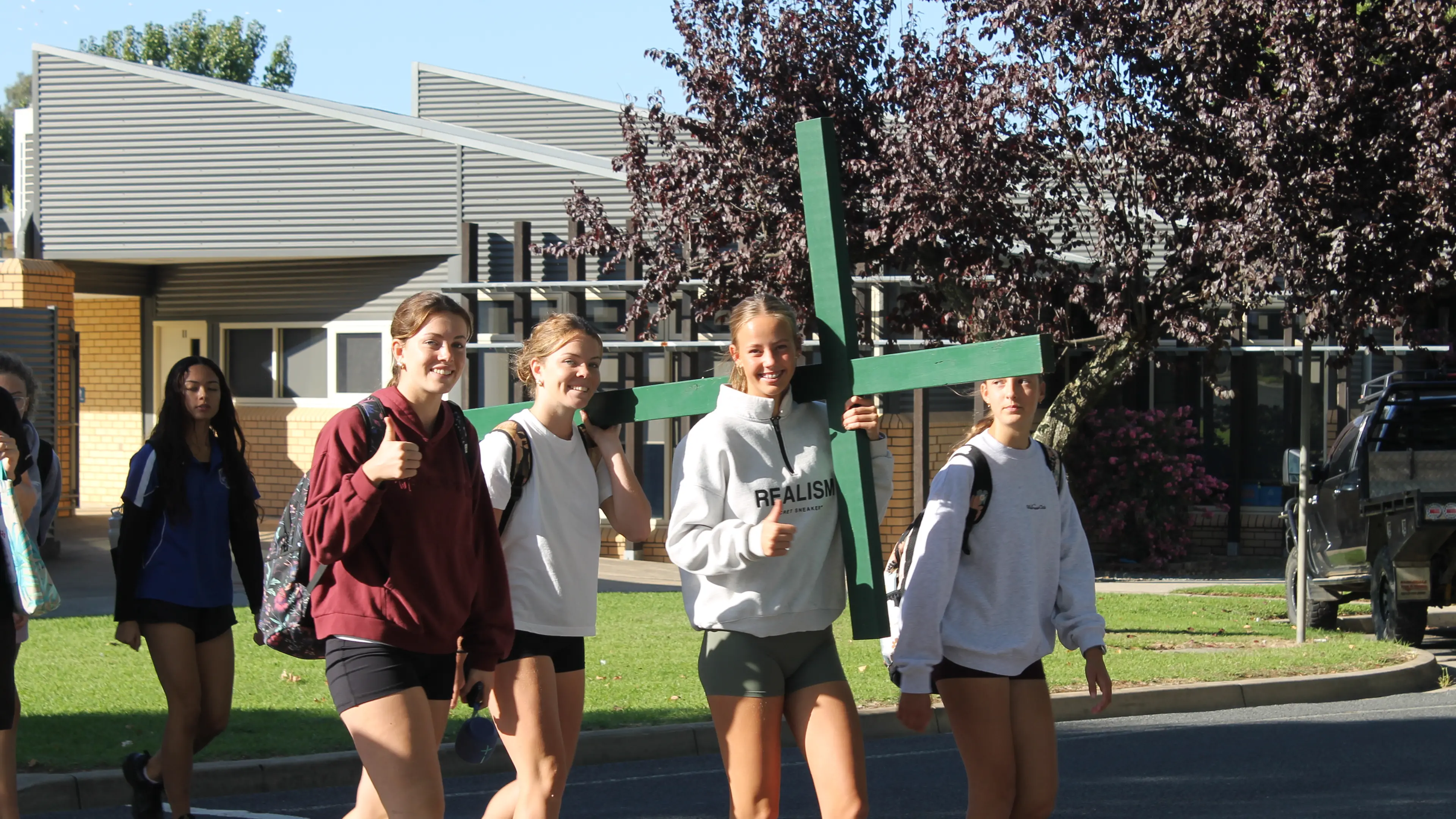 Marian College students walked in faith and solidarity on Holy Thursday