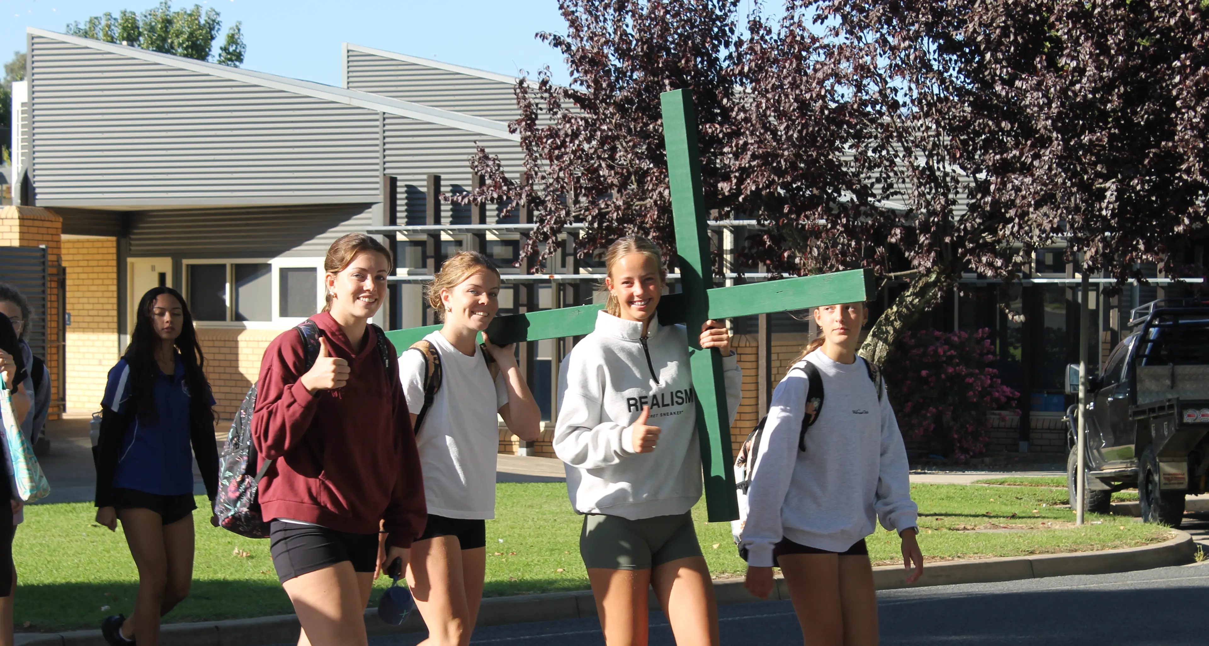 Marian College students walked in faith and solidarity on Holy Thursday