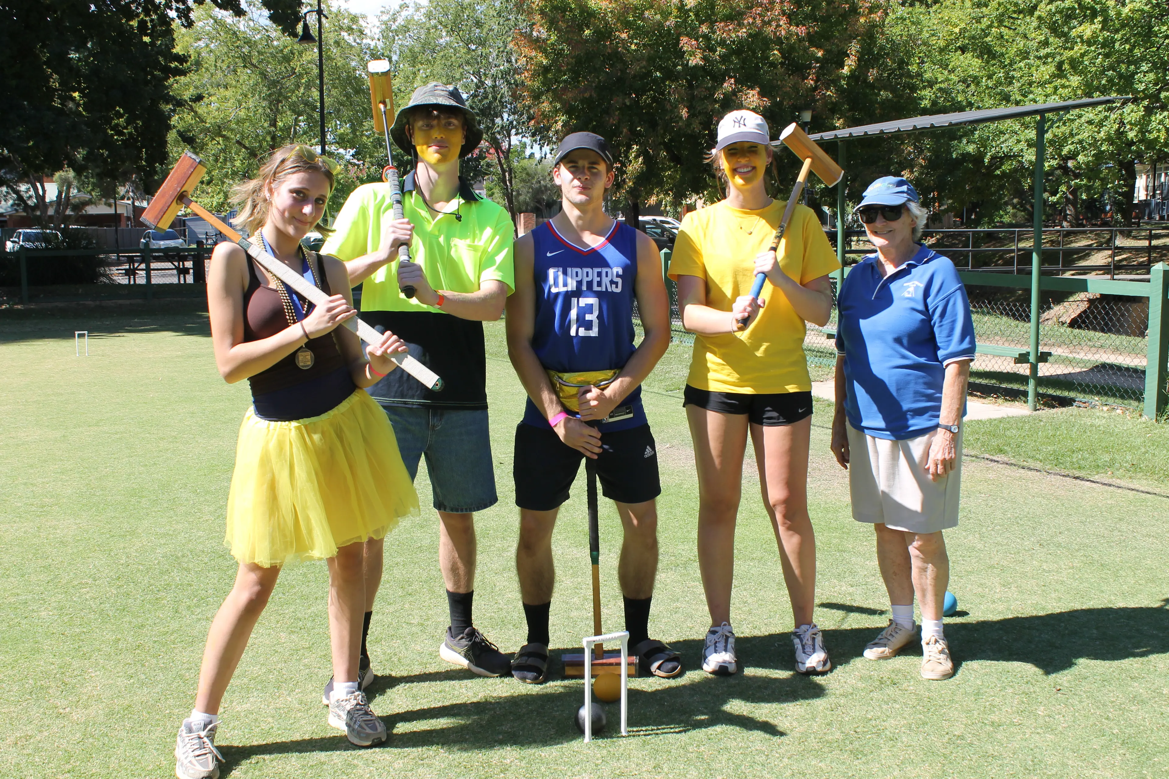 <p>MALLET MASTERCLASS: (from left) Bright P-12 students Jacinta, Noah, Ewan and Chelsea with match coach Heather Maddison enjoyed a cracking afternoon on the croquet pitch to mark the end of Term 1. PHOTOS: Phoebe Morgan</p>\\n