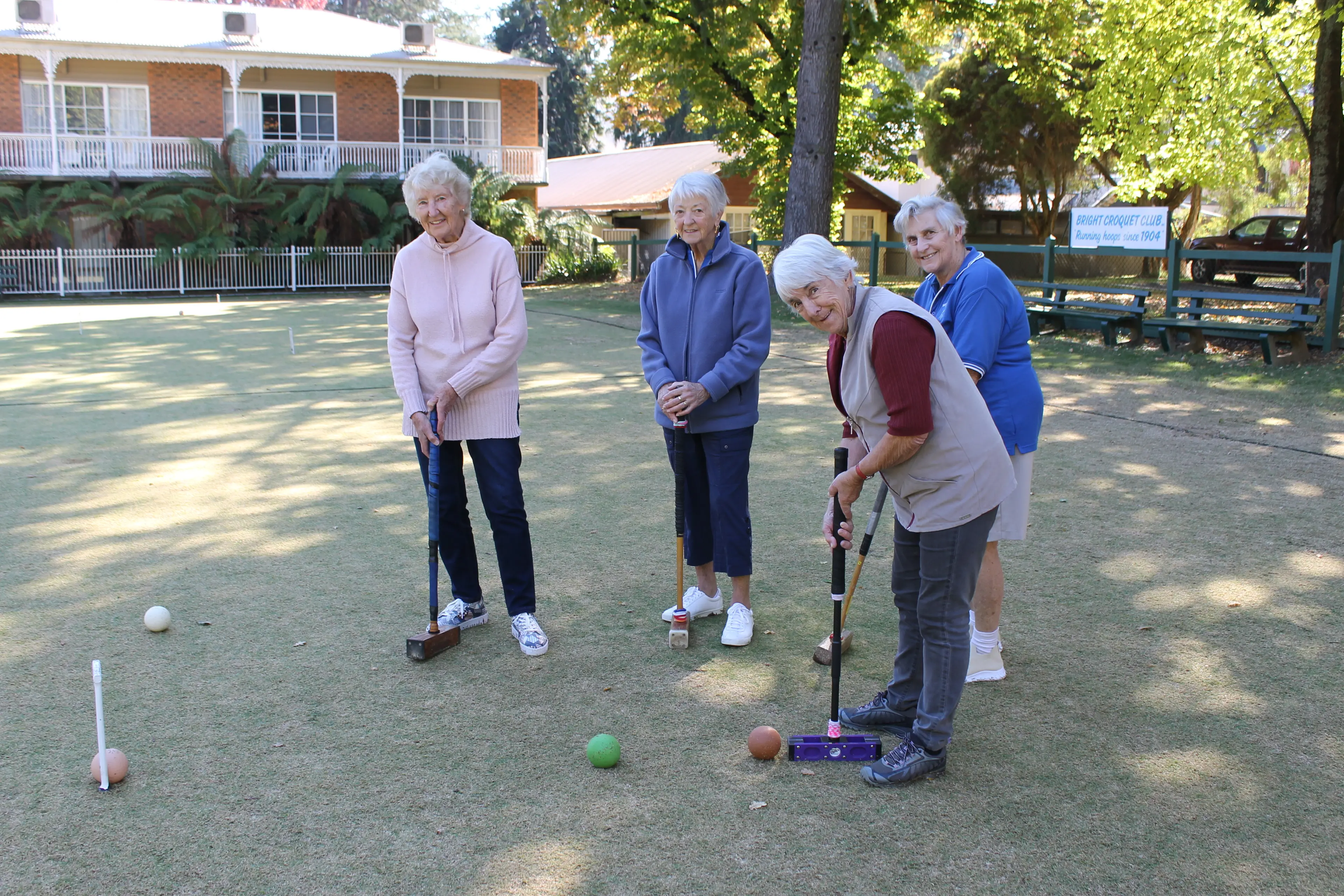 <p>ROLLING AROUND THE GREEN: BCC members (from left) Joan Mackenzie, Pam Hardy, Jan Morris and Heather Maddison enjoyed a circuit around the croquet course last Thursday as they prepared to welcome guests for this week\\'s Bright Autumn Festival event. PHOTOS: Phoebe Morgan</p>\\n