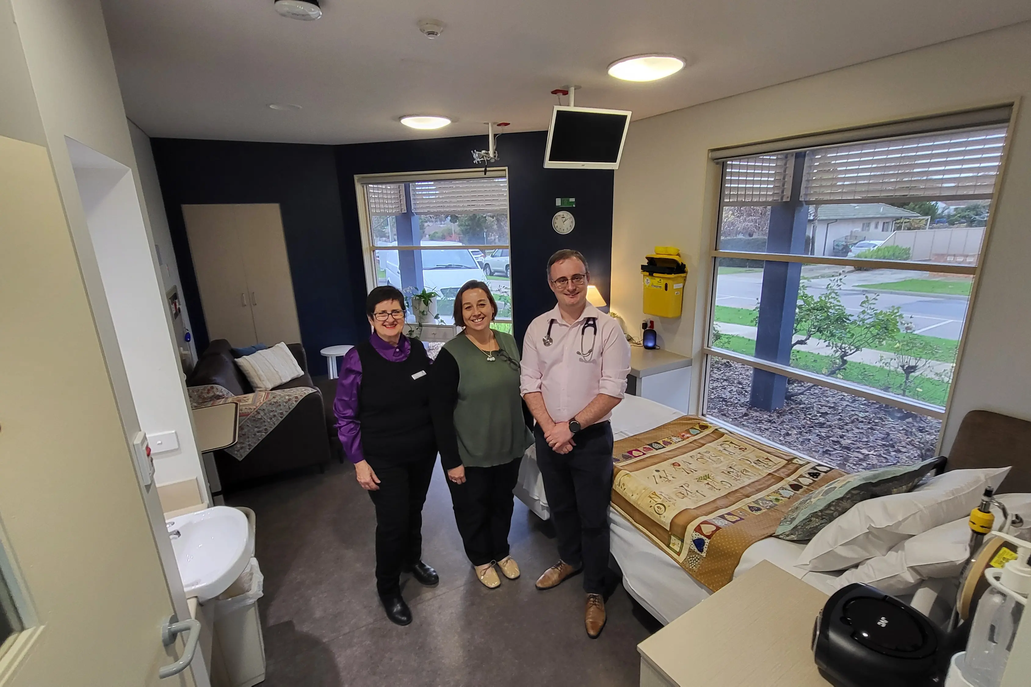 <p>PLACE OF COMFORT: Palliative care nurse and chaplain Wendy Toppin (left), Wangaratta Private Hospital CEO Jonelle Hill-Uebergang, and medical physician Dr Andrew Hebbard in the palliative care unit. PHOTO: Steve Kelly</p>\\n