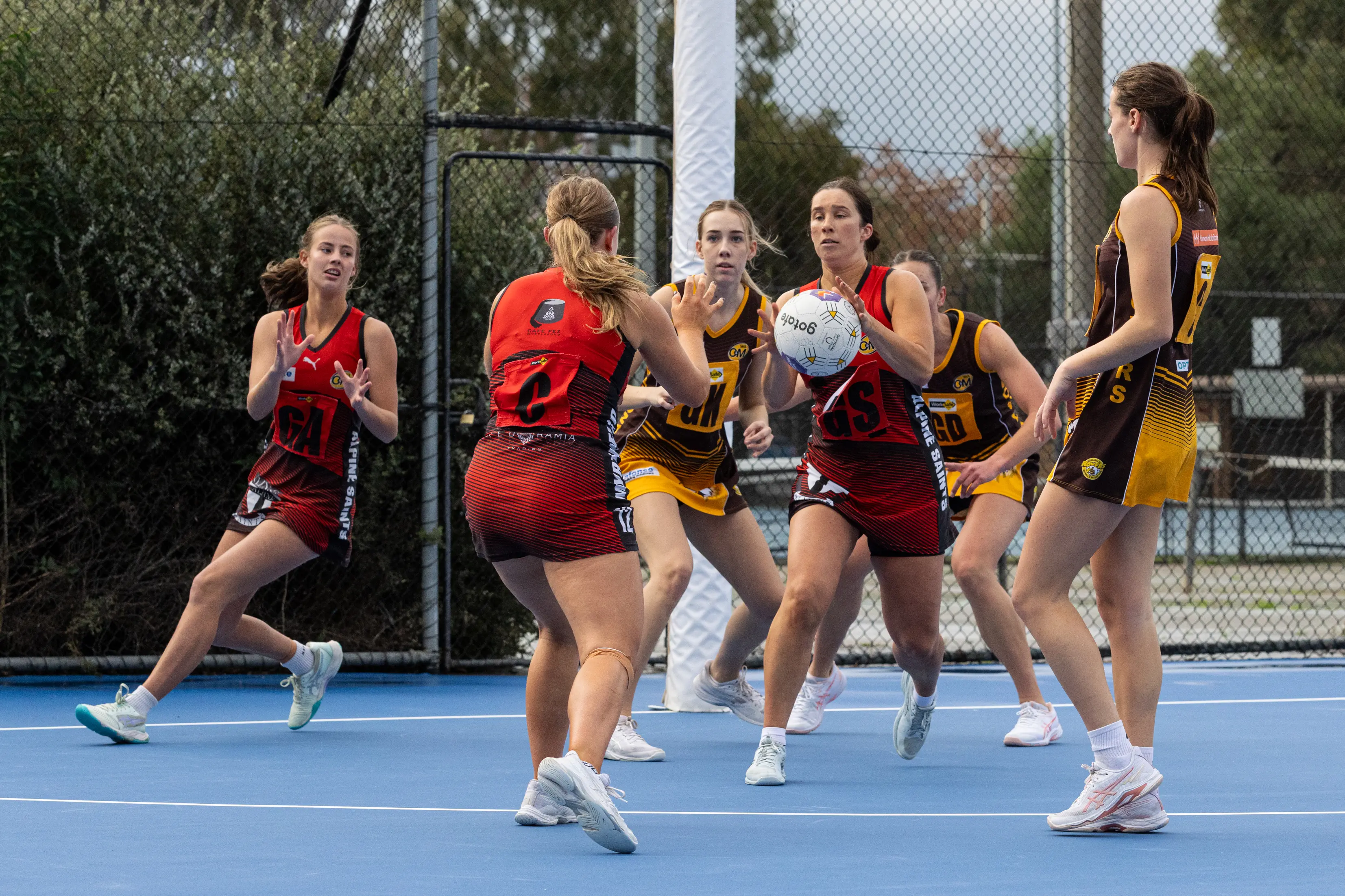 <p>FEED: Emma Sharp gets on the end of a pass for a chance to score. PHOTOS: Marc Bongers </p>\\n