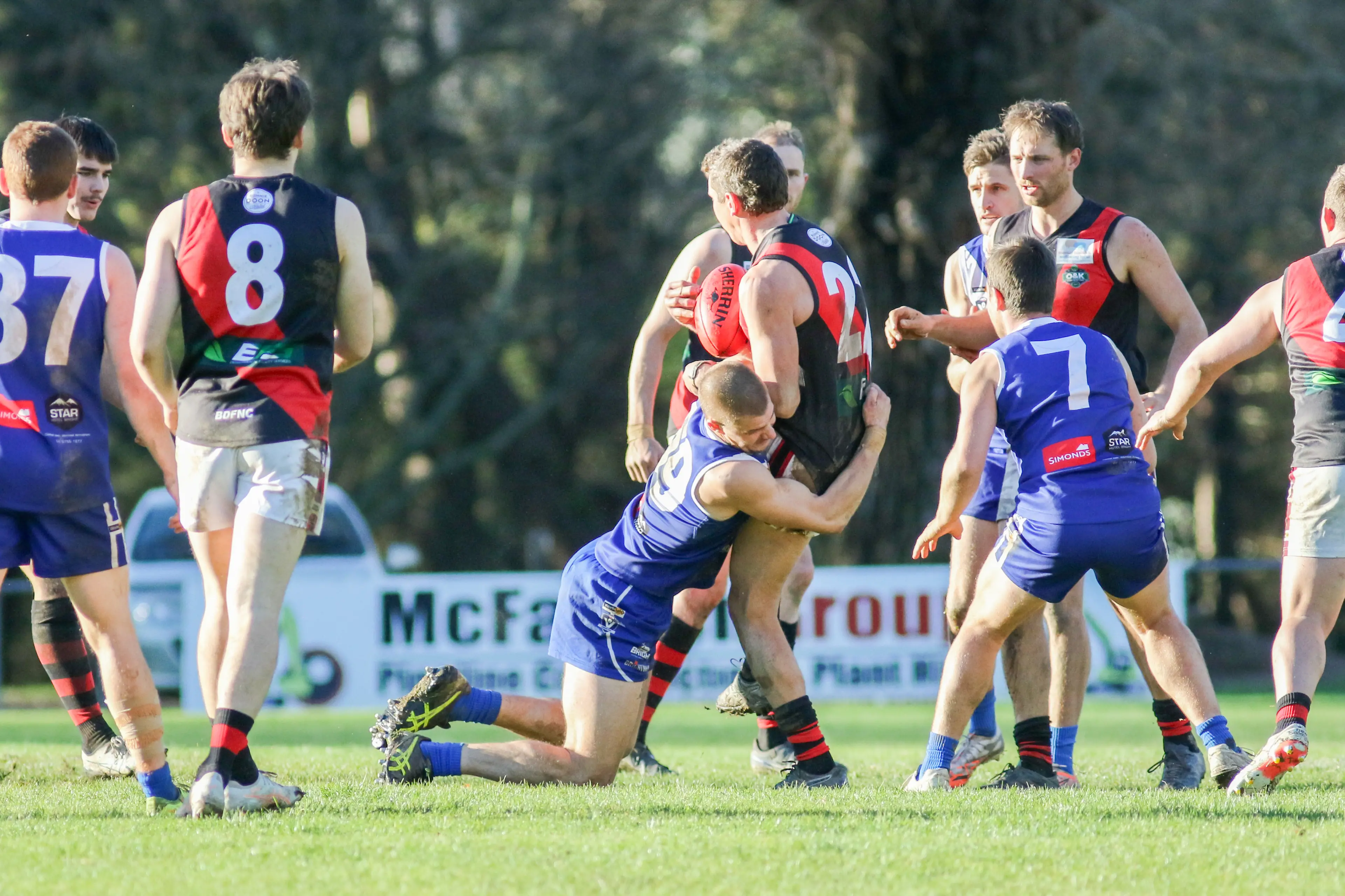 <p>GOT HIM: Brodie Brain lays a big tackle. PHOTOS: Richard Xerri</p>\\n