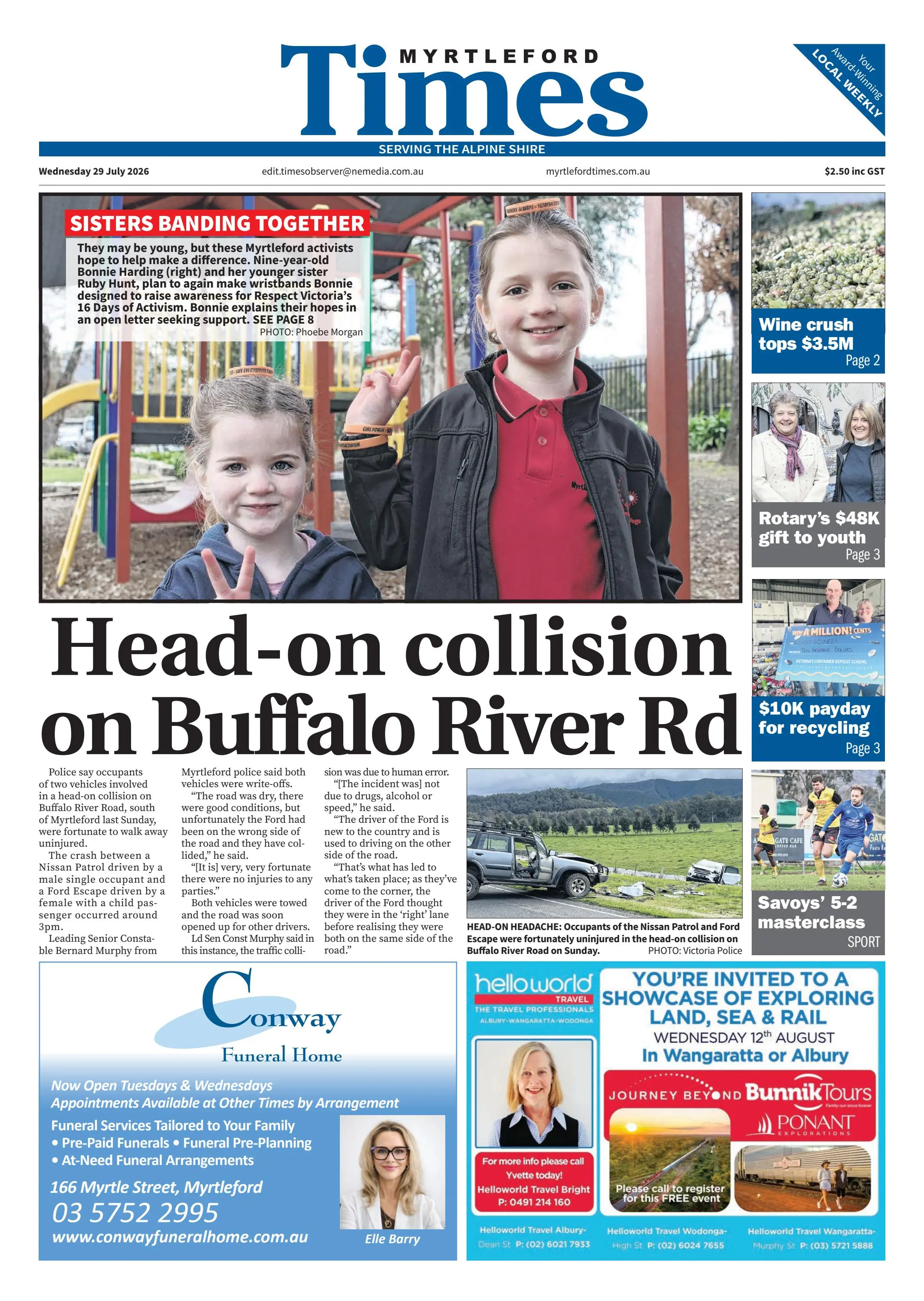 Myrtleford Times, Wednesday 29 July 2026