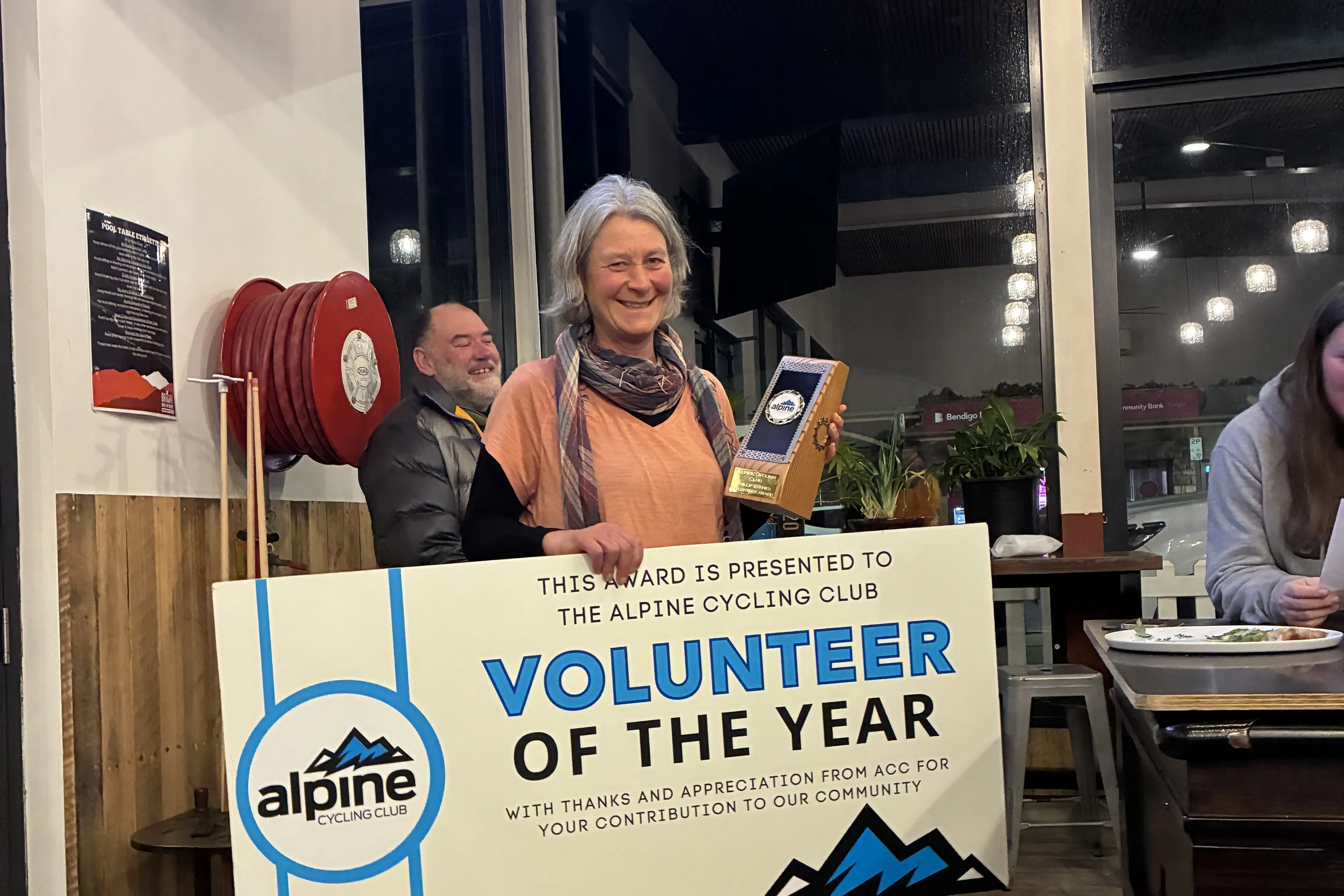 <p>TOP HONOUR: Alpine Cycling Club\\'s most presigious award \\'Volunteer of the Year\\' recipient, Gillean Hilton, was lauded for her dedication to the club for the past year. PHOTO: ACC</p>\\n