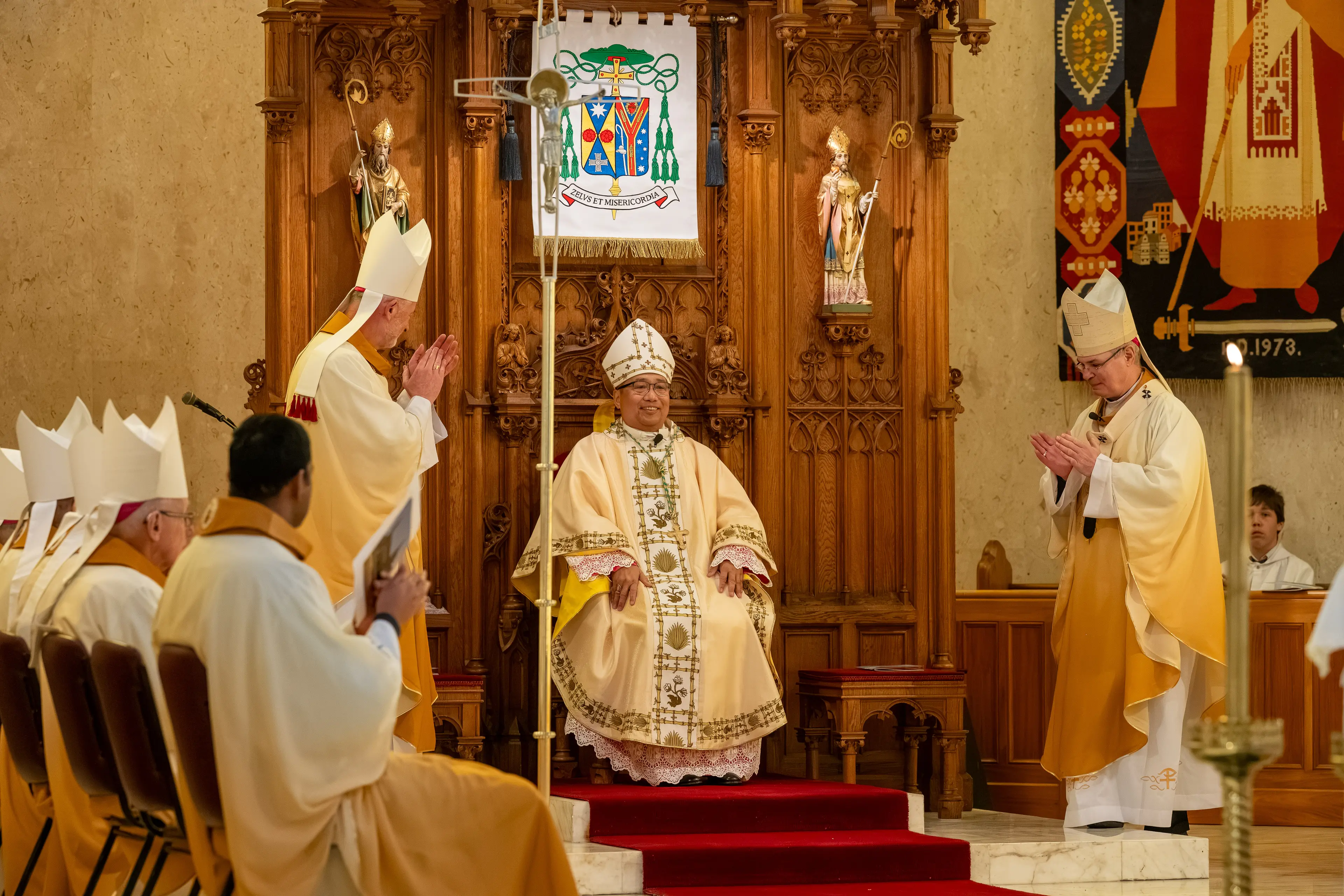 <p>TAKING THE SEAT: Bishop Ren\\u00E9 Ramirez RCJ began his ministry as the ninth Bishop of Sandhurst in Bendigo. PHOTO: Bill Conroy</p>\\n