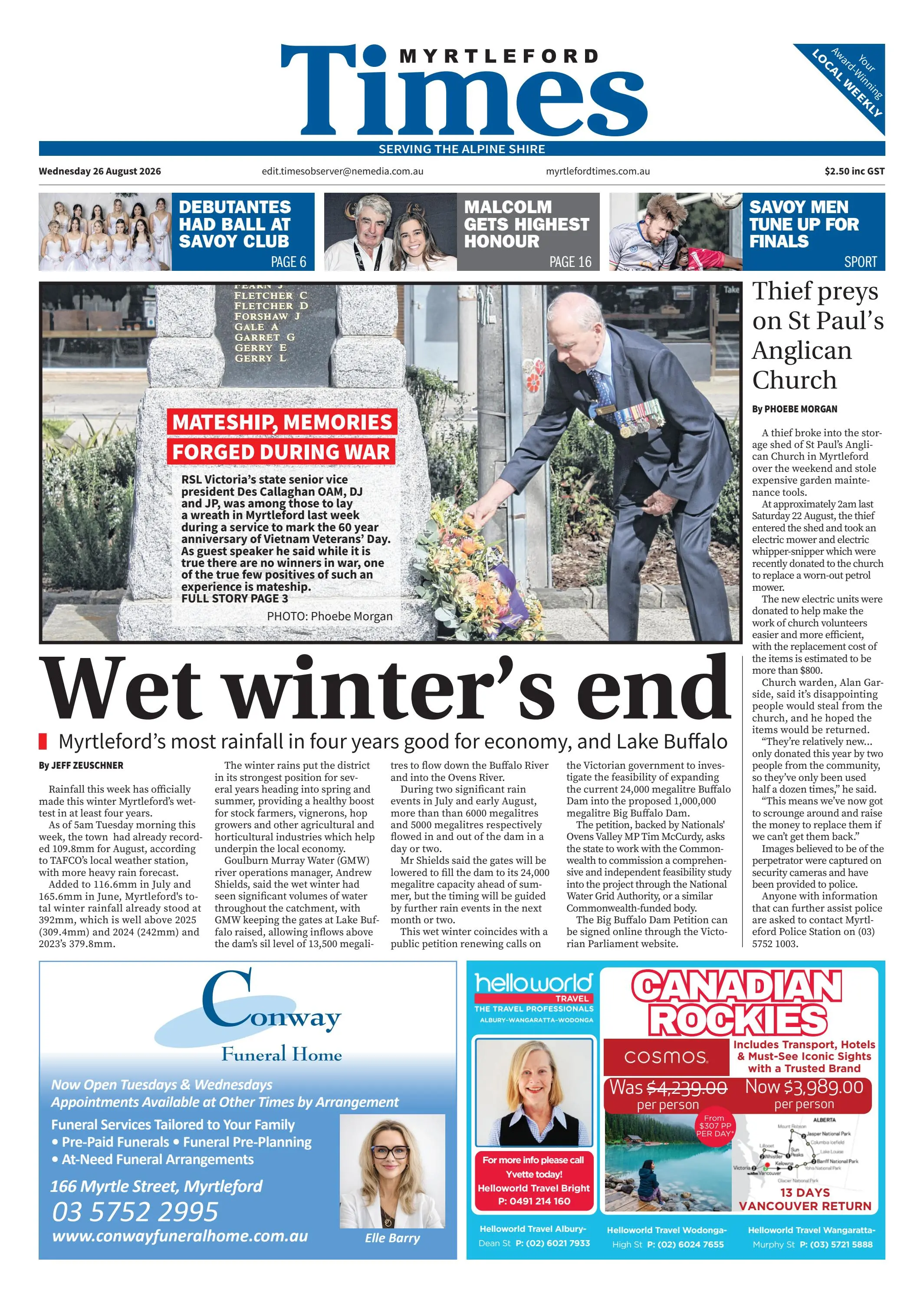 Myrtleford Times, Wednesday, August 26, 2026