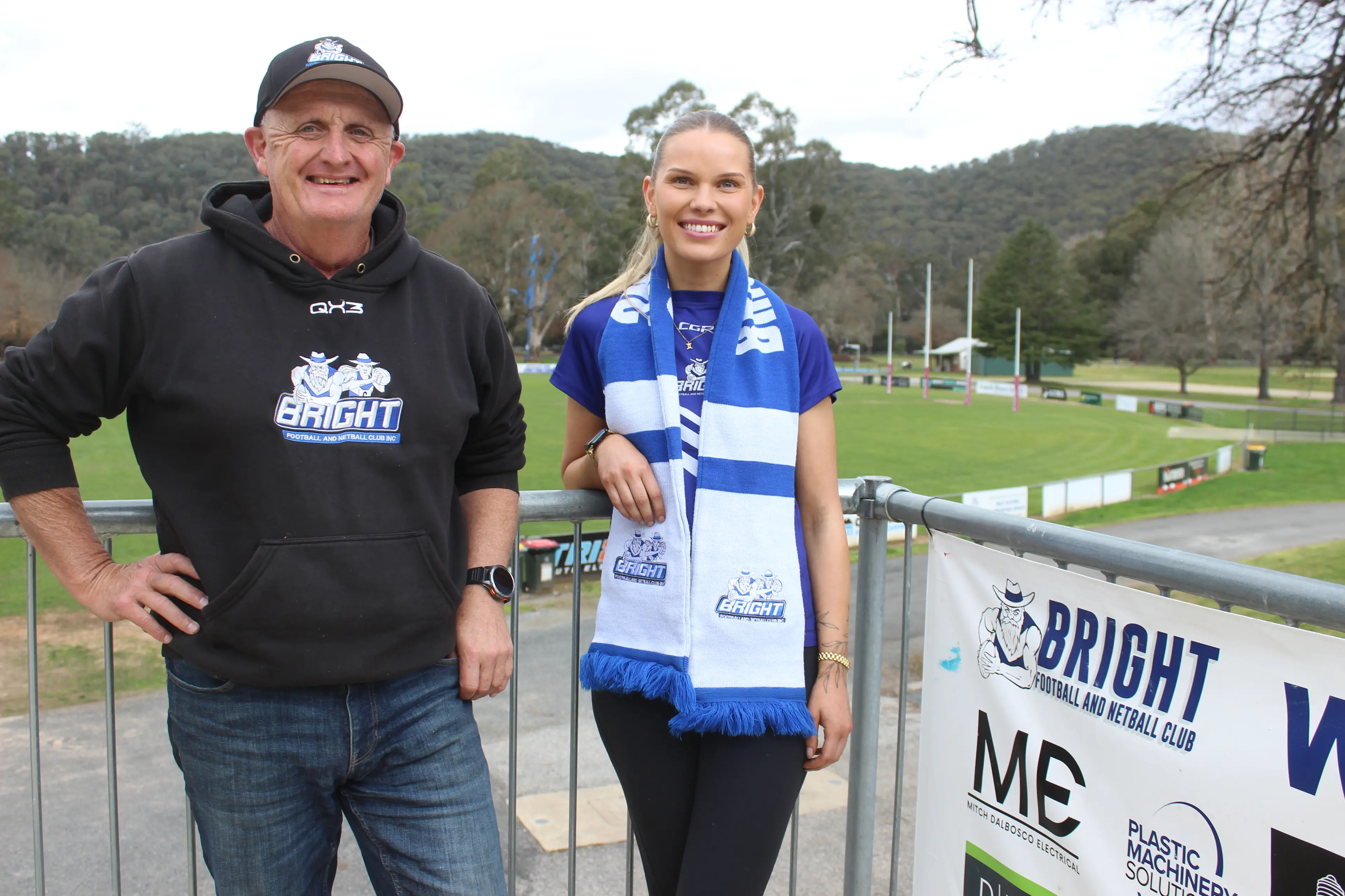 <p>FINALS FEVER: United Bright Football and Netball Club vice president Rob Love and netball coach Ash Grimes share Bright\\'s excitement in the lead up to this Saturday\\'s grand final. PHOTO: Jennifer Zamperoni</p>\\n