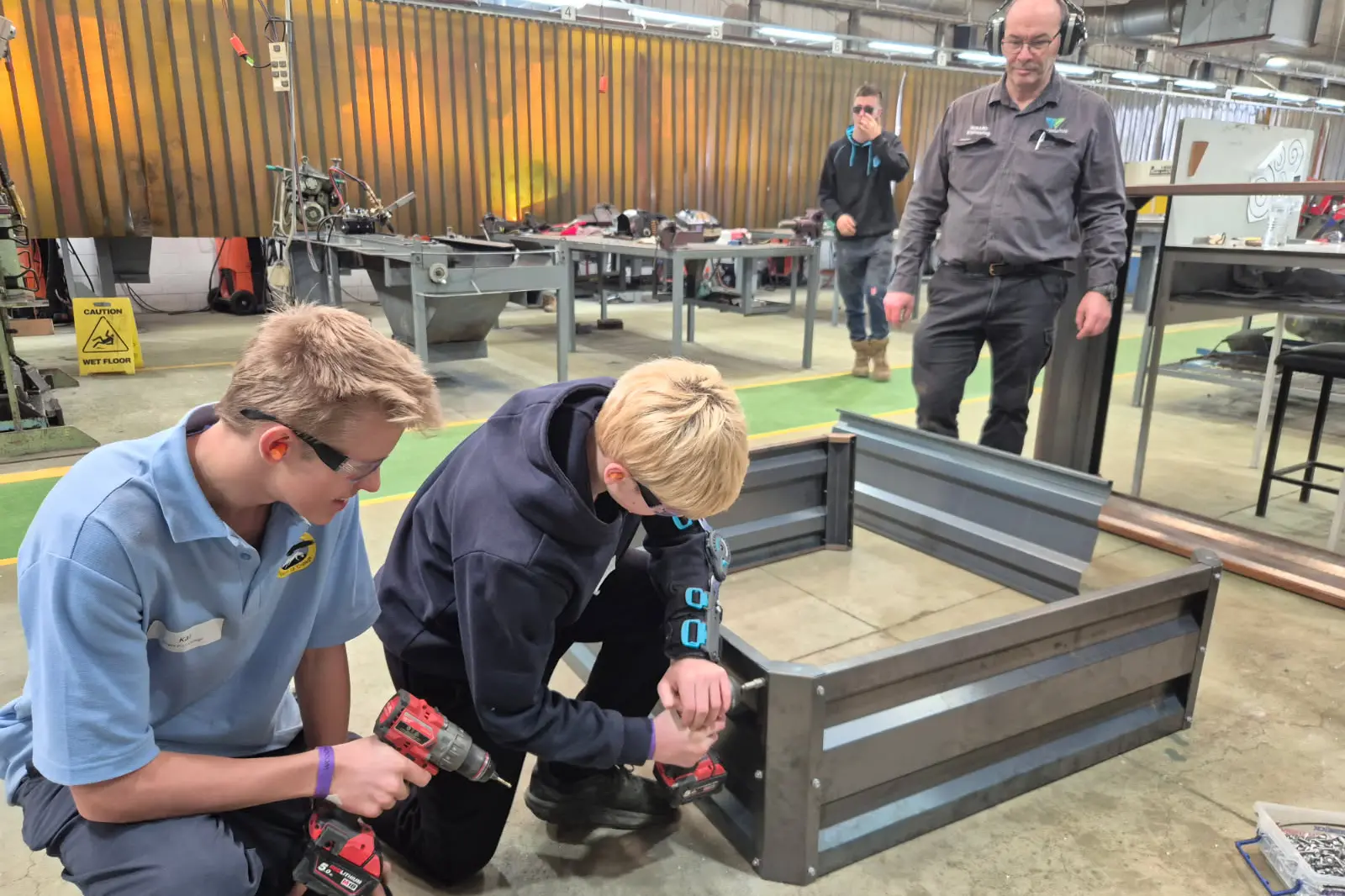 <p>HANDS-ON EXPERIENCE: Bright P-12 College year nine students Kai Stephens (left) and Mason Comelli enjoyed the School Experience Day hosted by Wodonga TAFE. </p>\\n