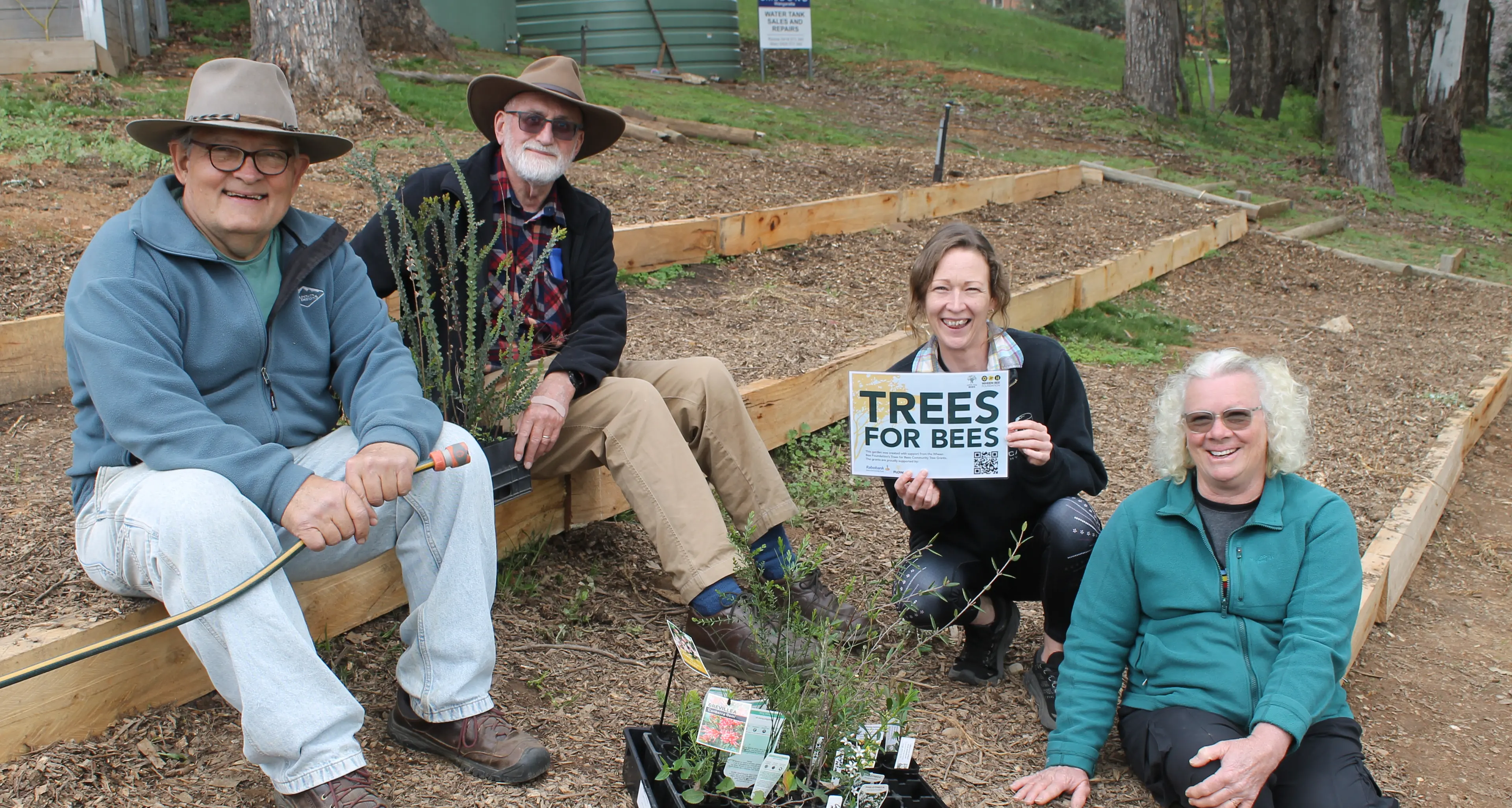 Myrtleford Community Garden members getting busy on native garden for pollinators