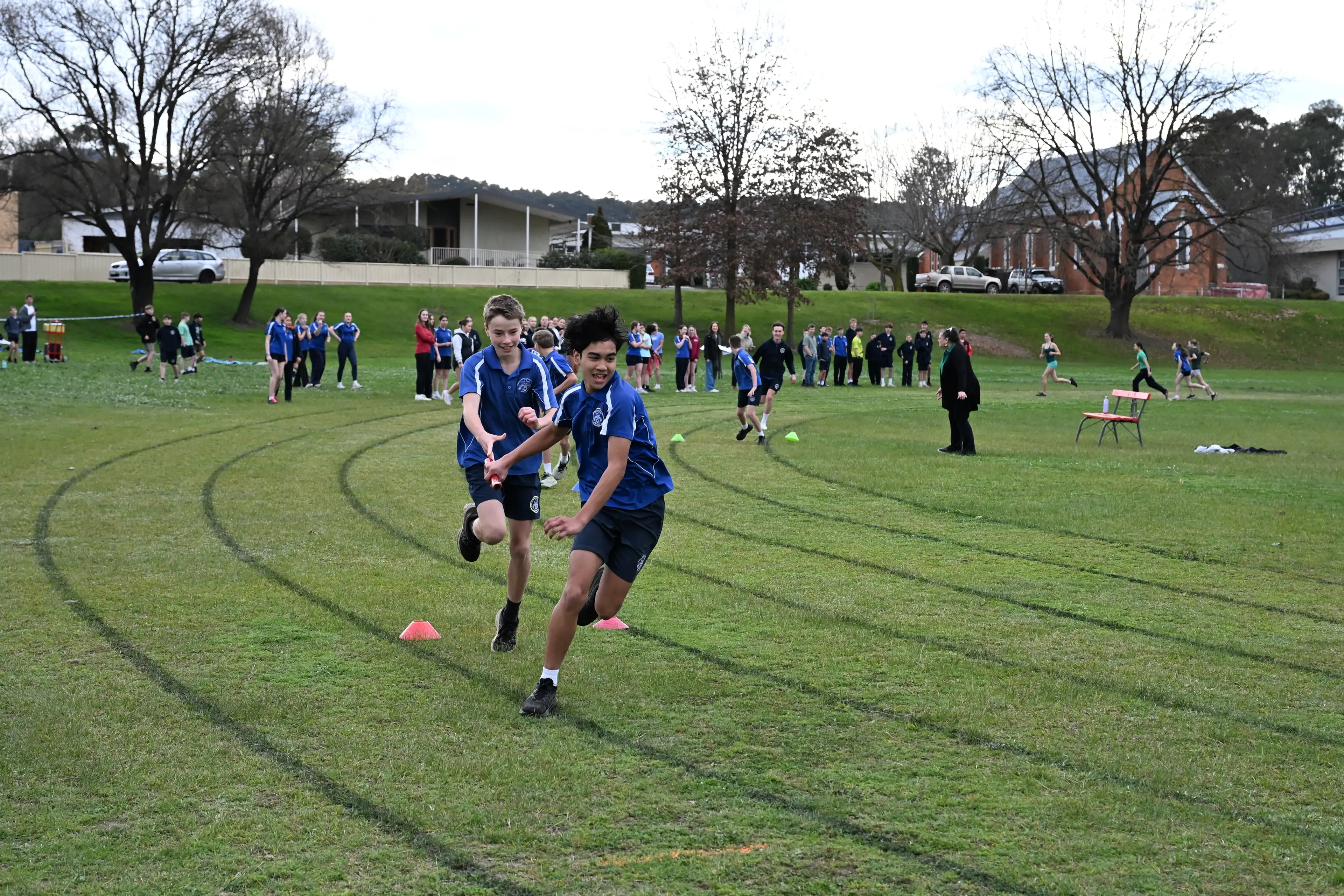 <p>Ben McLean (behind) and Kirk Quintana (front). PHOTOS: Marian College</p>\\n