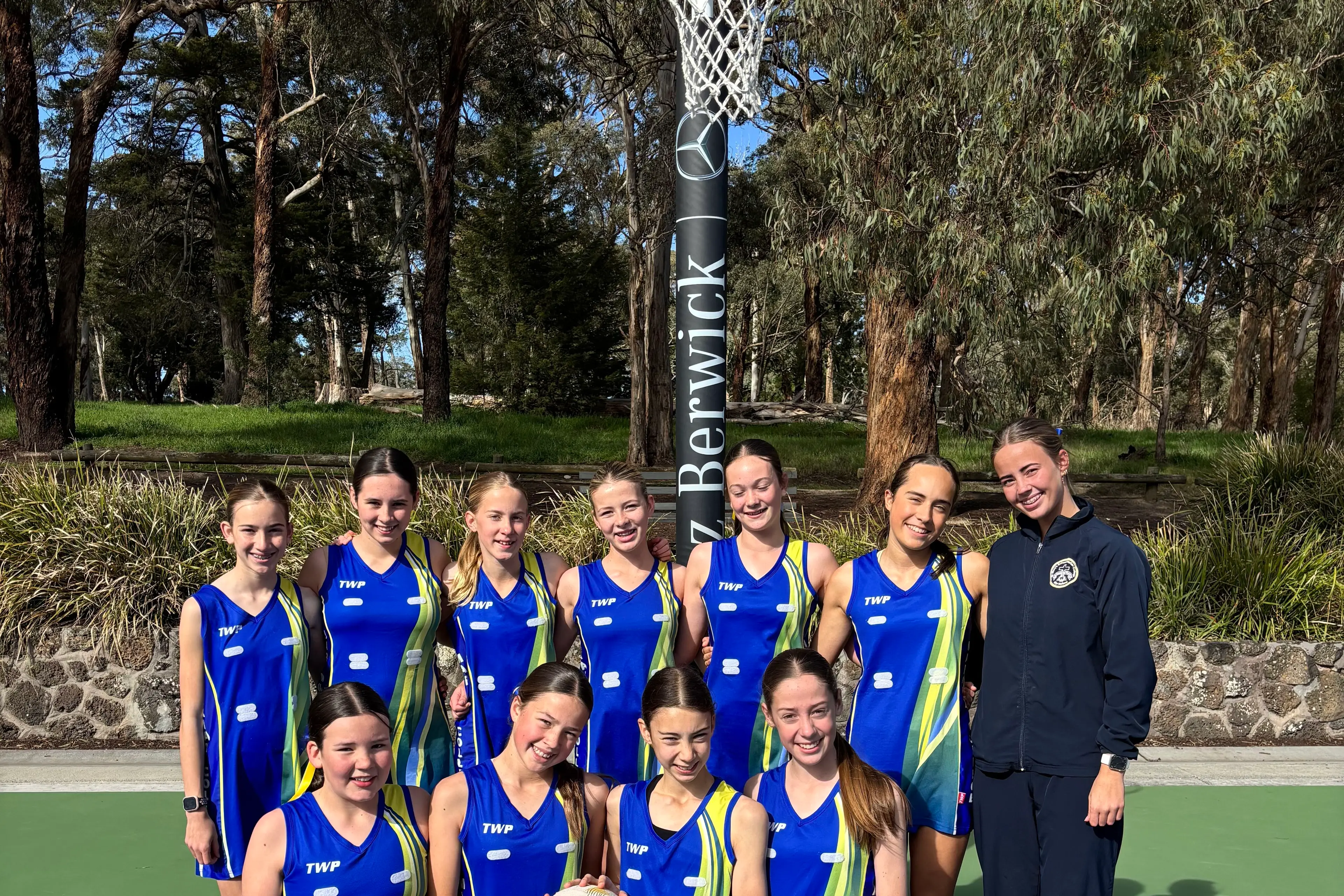 <p>IN THE SPOTLIGHT: Marian College Year 7 girls netball team (from left, back row) Hazel Ives, Emmy Mansfield,  Lila Murray, Mackenzy Reynolds, Harriet Earl, Zoe Petricevich, Zahra Hazeldine (coach); (front row) Elle Morrison, Ella Way, Lexi Piazza, Niamh McManus. PHOTO: Marian College.</p>\\n