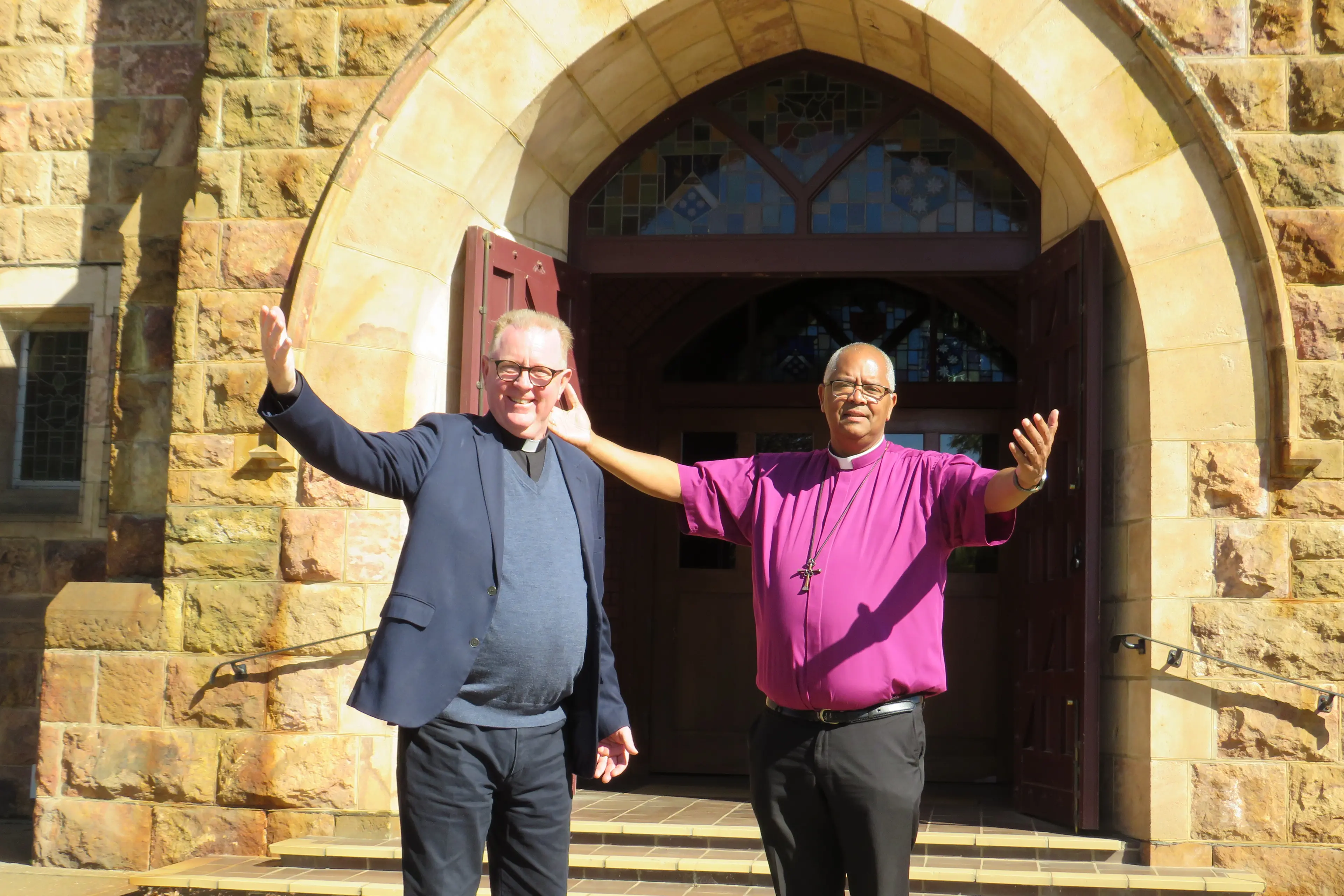 <p>JOIN US: Holy Trinity Cathedral Canon, Archdeacon Matthew Healy, and Anglican Bishop of Wangaratta Clarence Bester are encouraging Alpine Shire parishioners to be part of the Wangaratta diocese\\'s 125th anniversary, commencing with a 3 October launch at the cathedral. PHOTO: Simone Kerwin </p>\\n