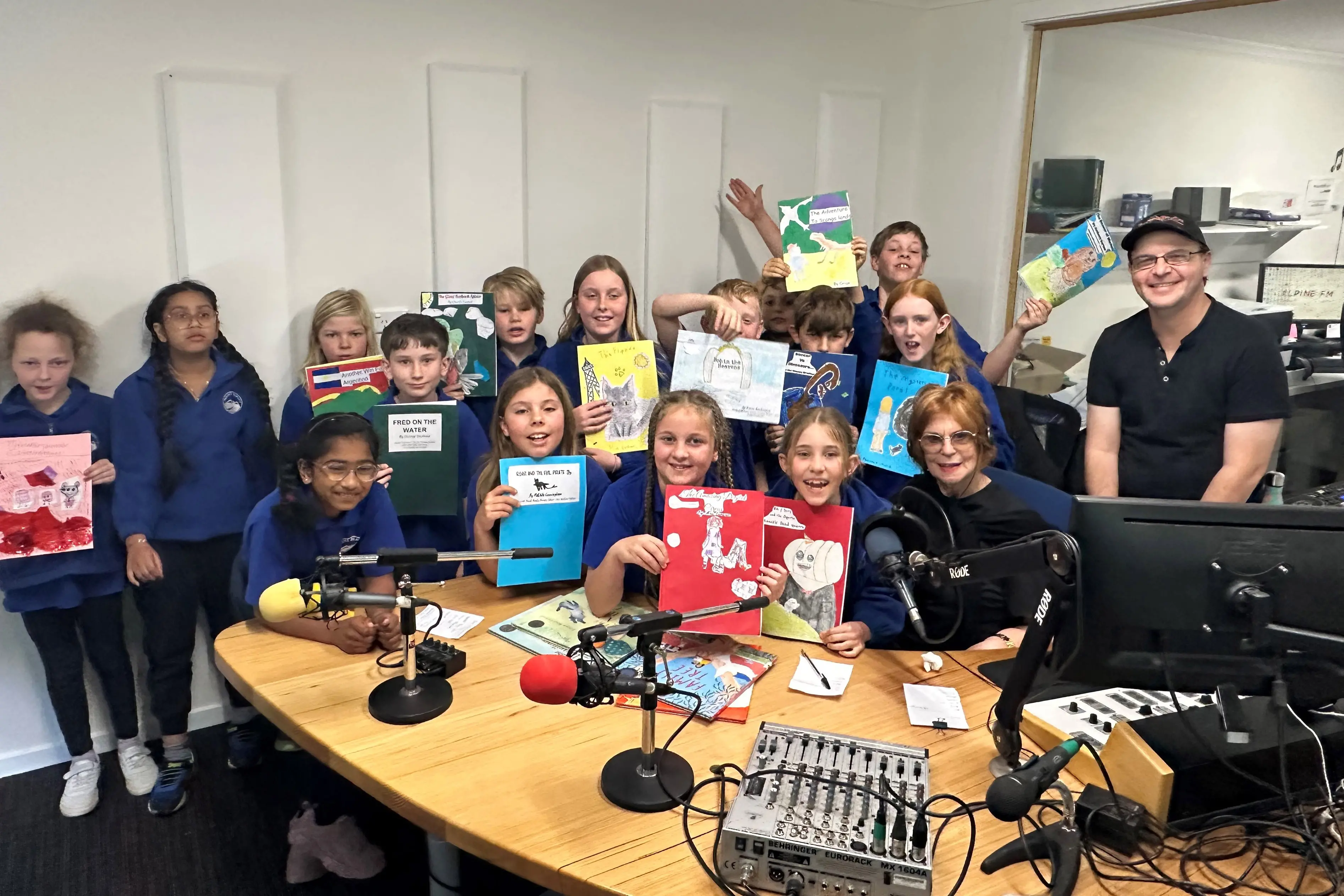 <p>ASPIRING AUTHORS: Mt Beauty Primary School students recently visited Alpine FM community radio station to share the stories they had written and entered in the Mt Beauty Writers Festival Youth Writing Competition. They are pictured with presenter Fay Mason (festival founder) and station manager Michael Ahearn.</p>\\n