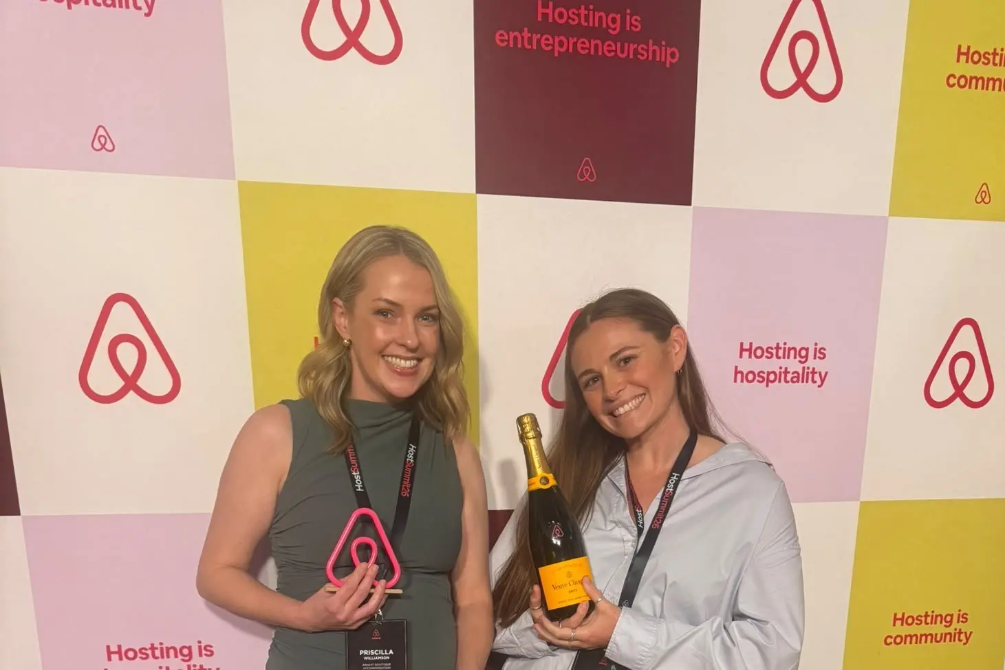 <p>ONLY THE BEST FOR BRIGHT: Surprise award finalists, Priscilla Williamson and Sarah Hourigan from Bright Boutique Accommodation accepted their top three trophies while on a business trip to Sydney. PHOTOS: BBA</p>\\n