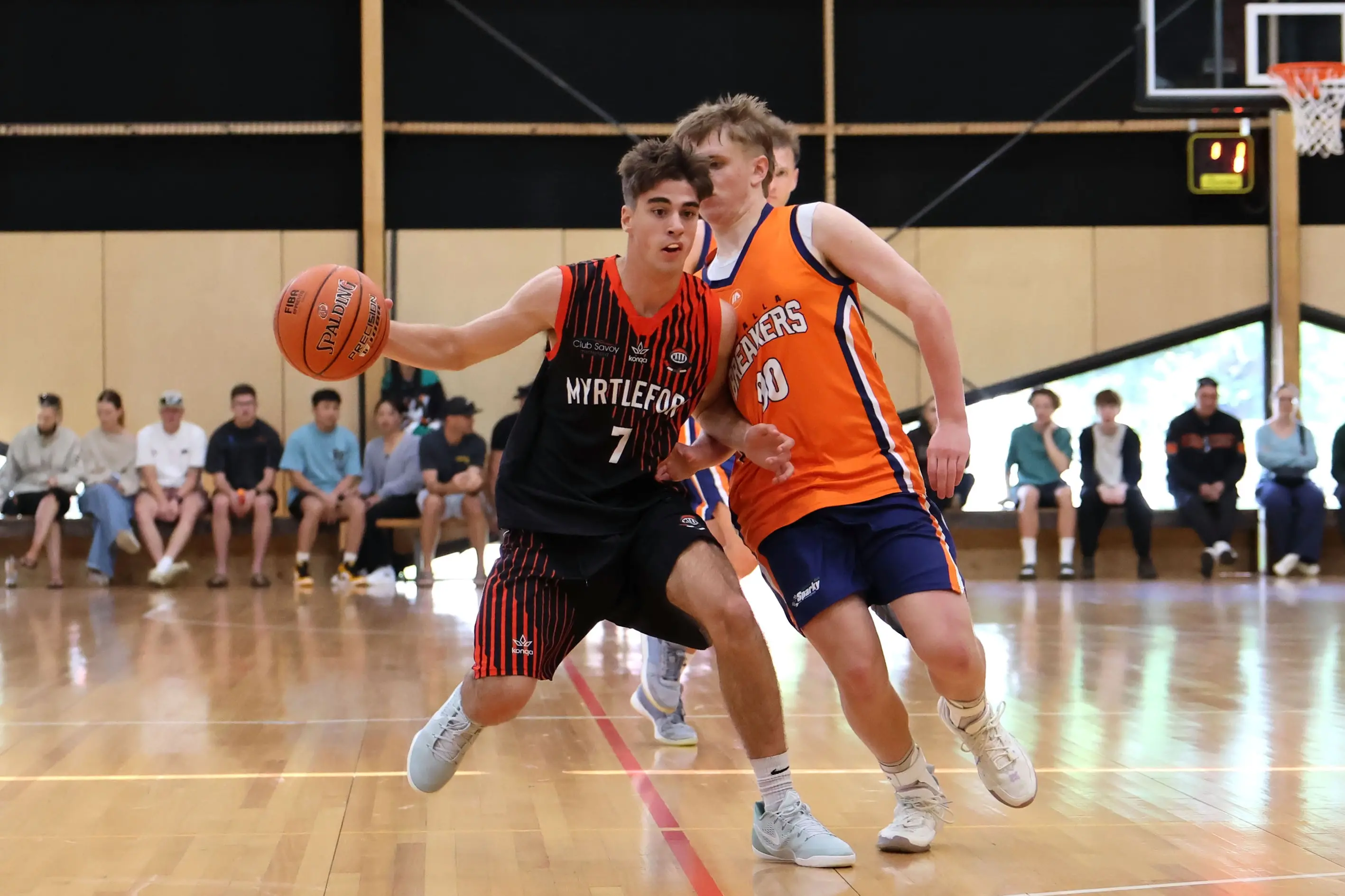 <p>BANG AND CRASH: Noah Robb drives to the hoop for Myrtleford during their opening round win over Benalla 73-69, as the Saints went 1-1 in their round one double header weekend. PHOTOS: Janet Watt</p>\\n