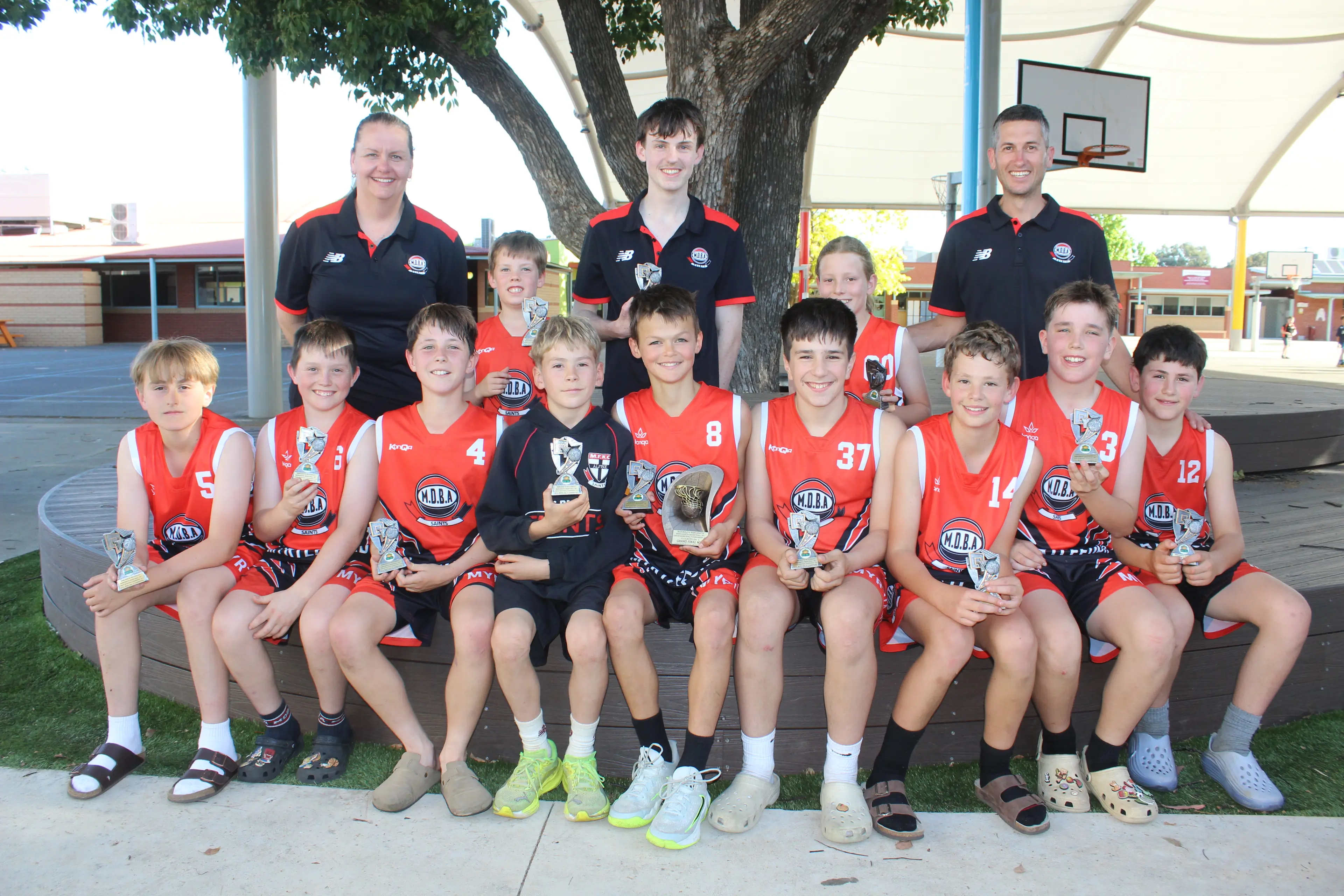 <p>Myrtleford division two under 14s grand final winning team. PHOTO: Jenny Zamperoni</p>\\n