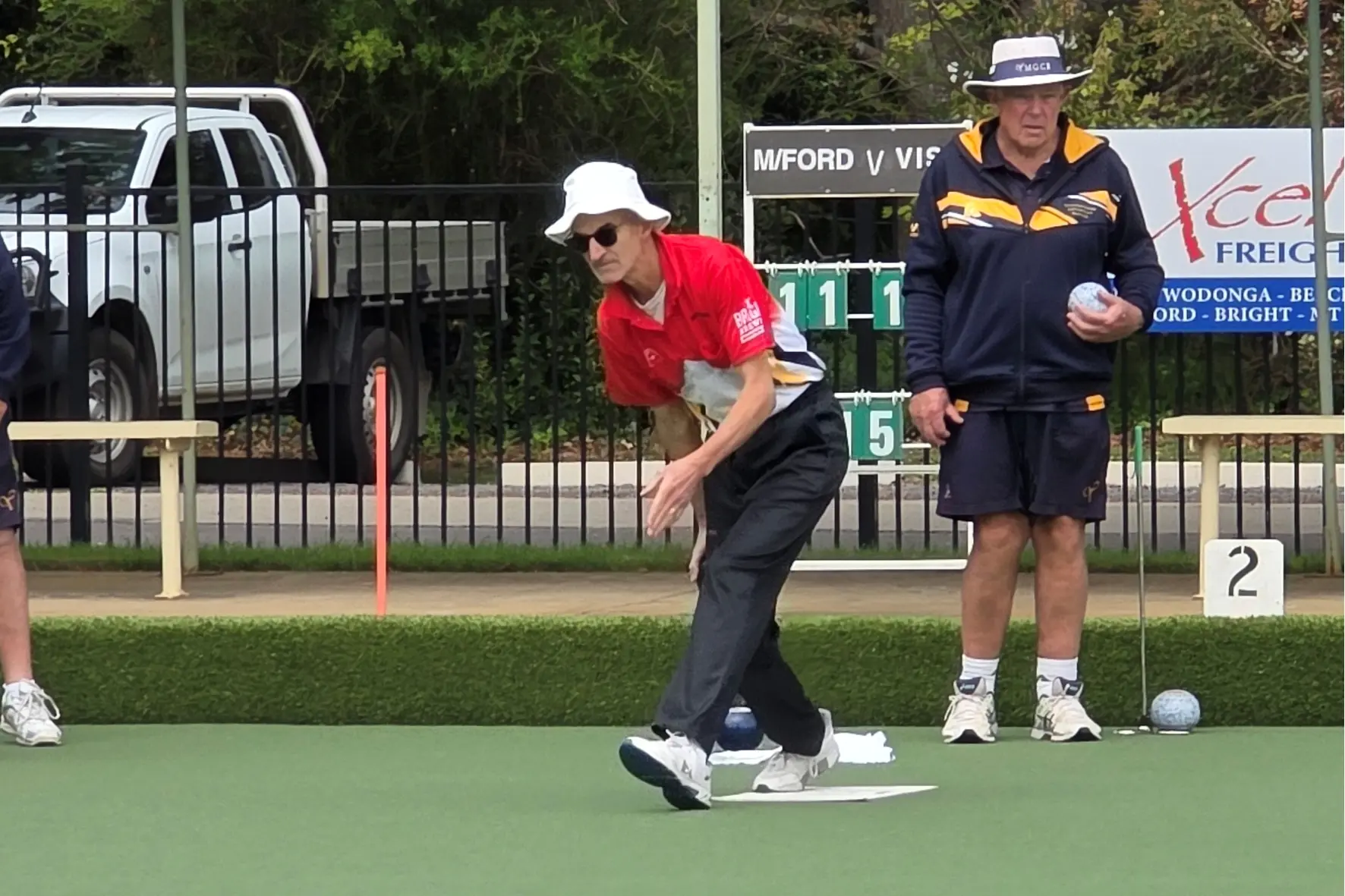 <p>ROLLING ON: Marino Candusio takes a shot during Myrtleford\\'s midweek pennant battle.</p>\\n