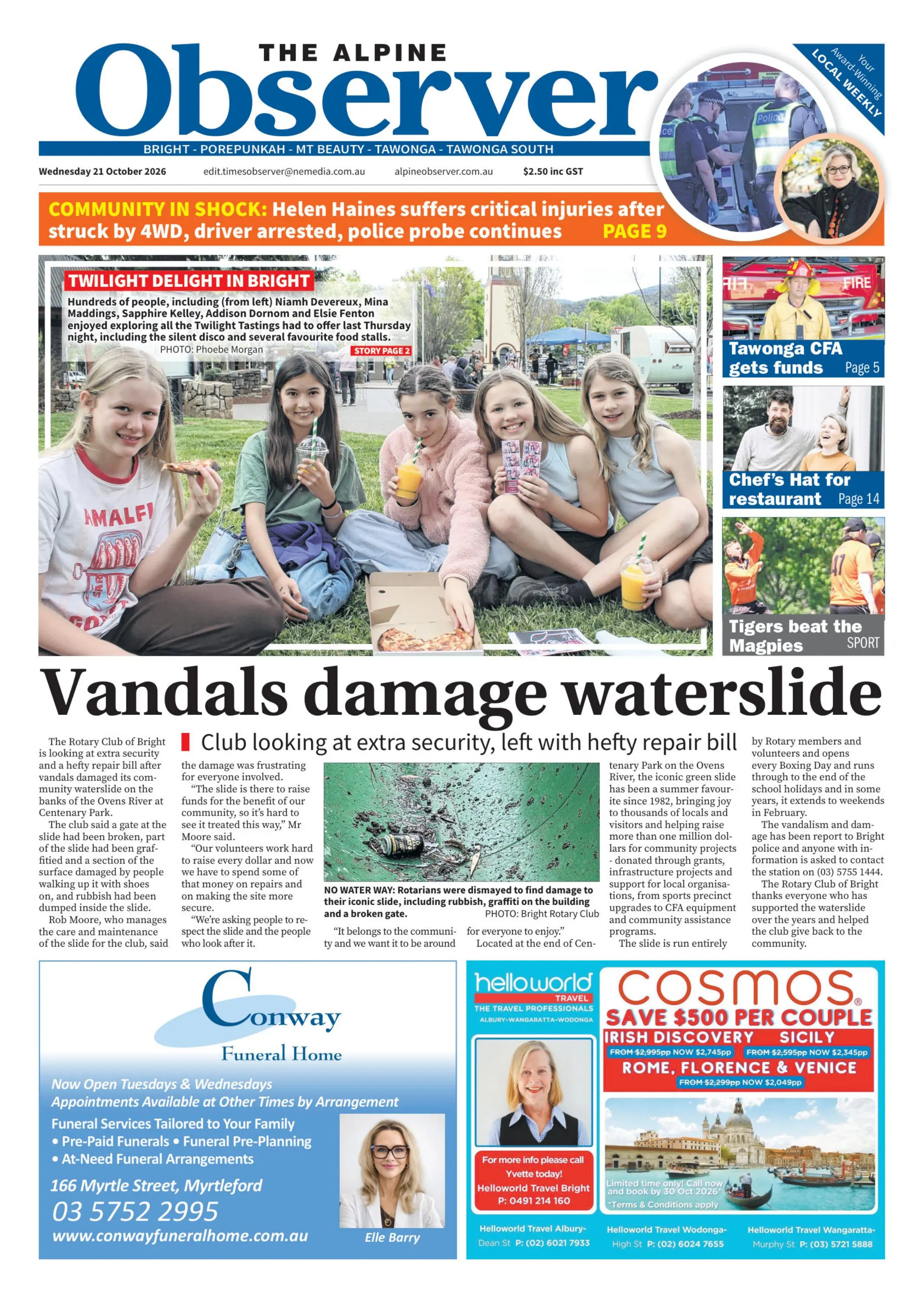 Alpine Observer, Wednesday, 21 October, 2026