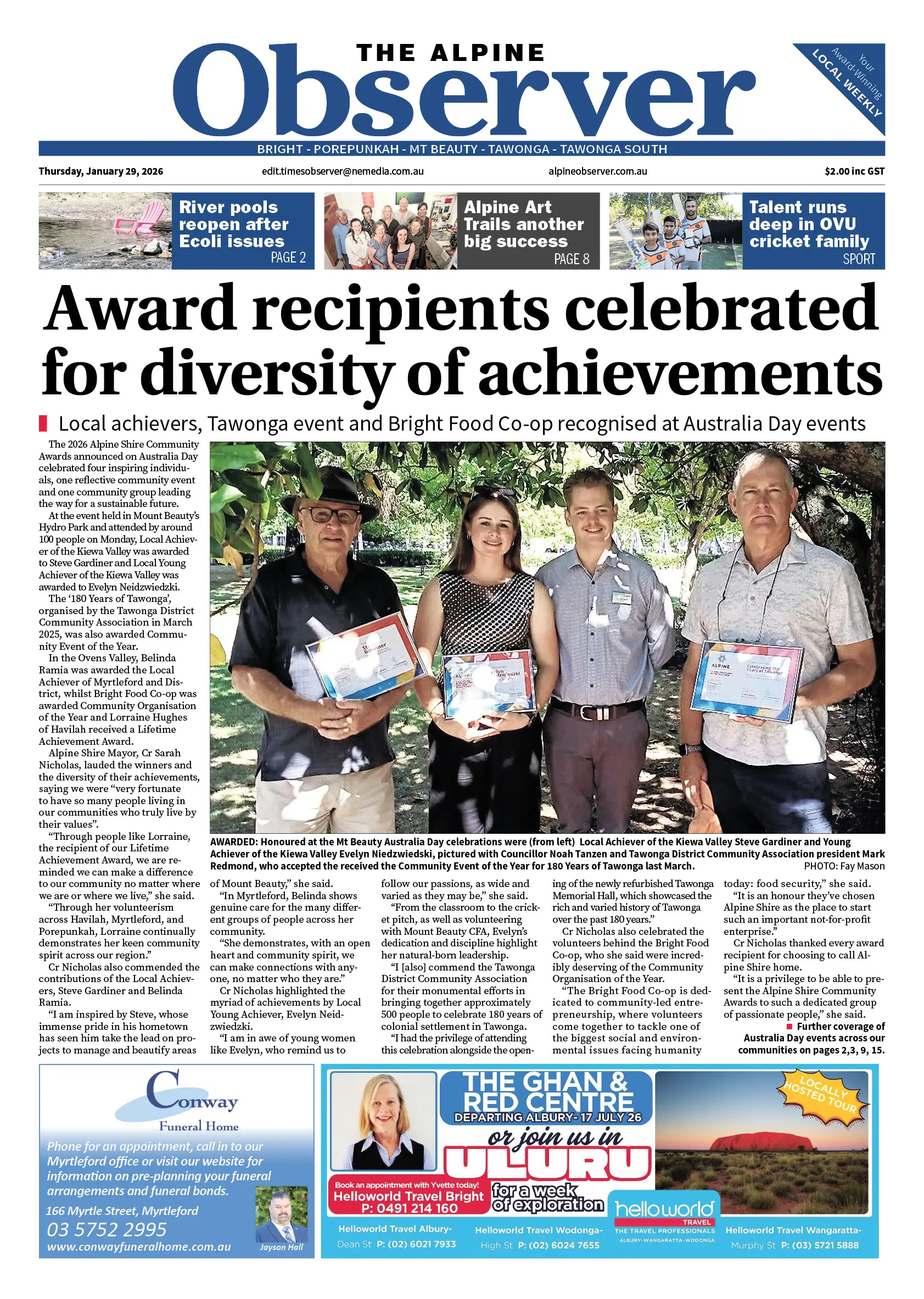 Alpine Observer, Thursday, January 29, 2026